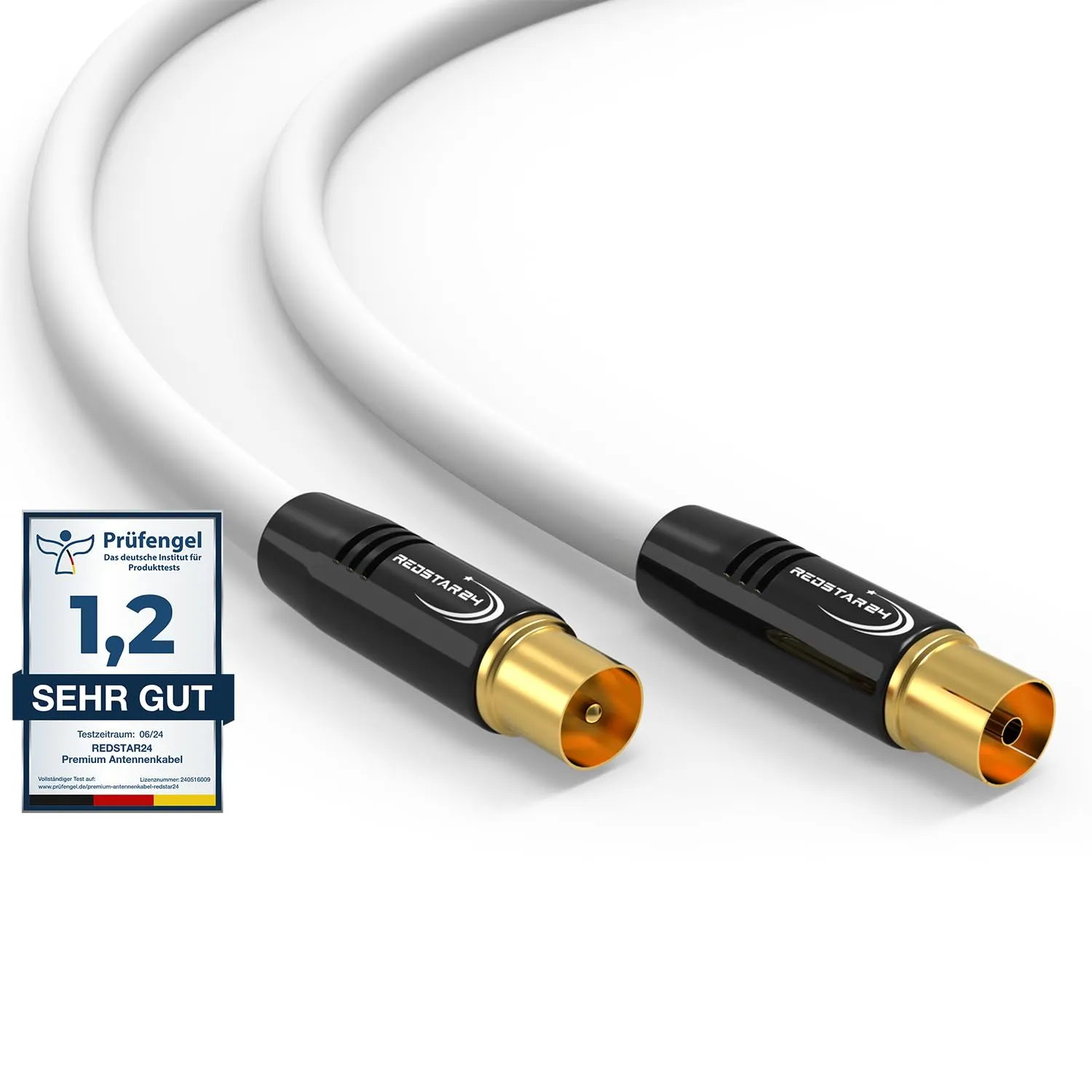 RedStar24 Cavo Antenna 5m Bianco, Maschio a Femmina IEC, Cavo Coassiale HDTV per TV, Radio, DVB-T/T2, DVB-C, DAB - immagine 1