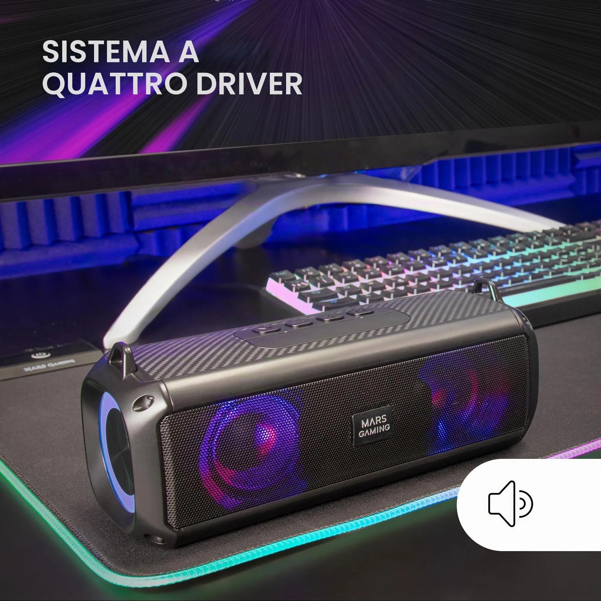 Mars Gaming MS1 Gaming Speakers, 10W, Subwoofer, 3.5mm Jack and USB, 6 Audio Drivers - immagine 2