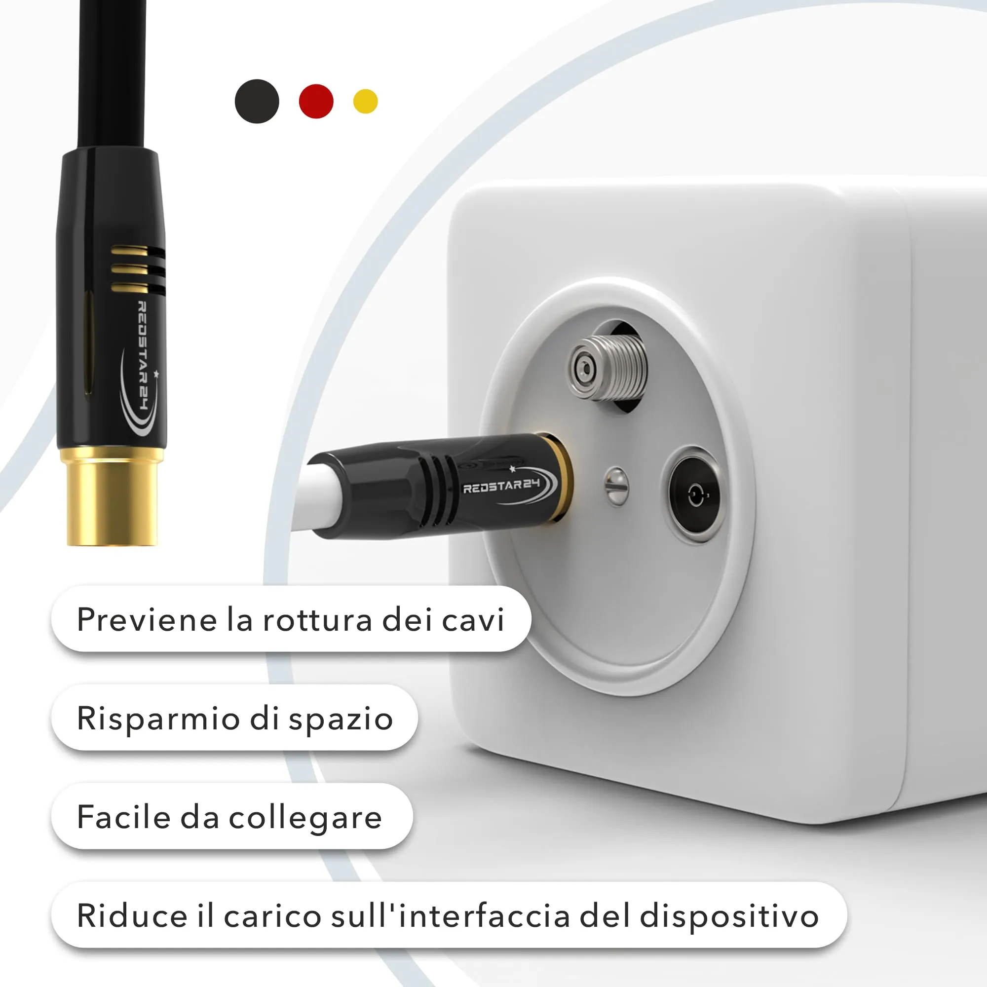 RedStar24 Cavo Antenna 15m Nero, Maschio a Femmina IEC, Coassiale HDTV per TV, Radio, DVB-T/T2, DVB-C, DAB - immagine 5