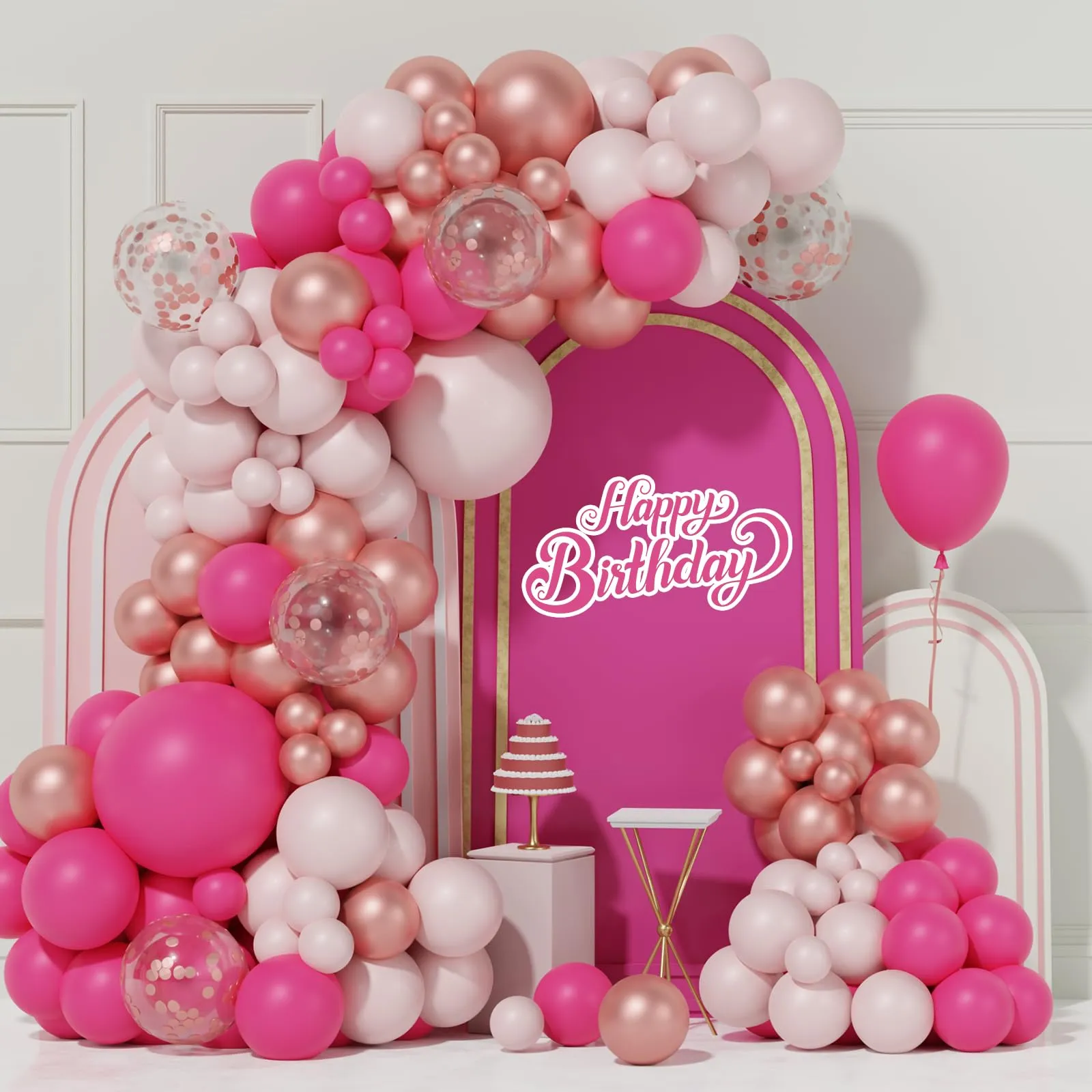 Netnology Kit Arco Ghirlanda di Palloncini Rosa, Rossa e Oro Rosa, 99 Pezzi - immagine 5