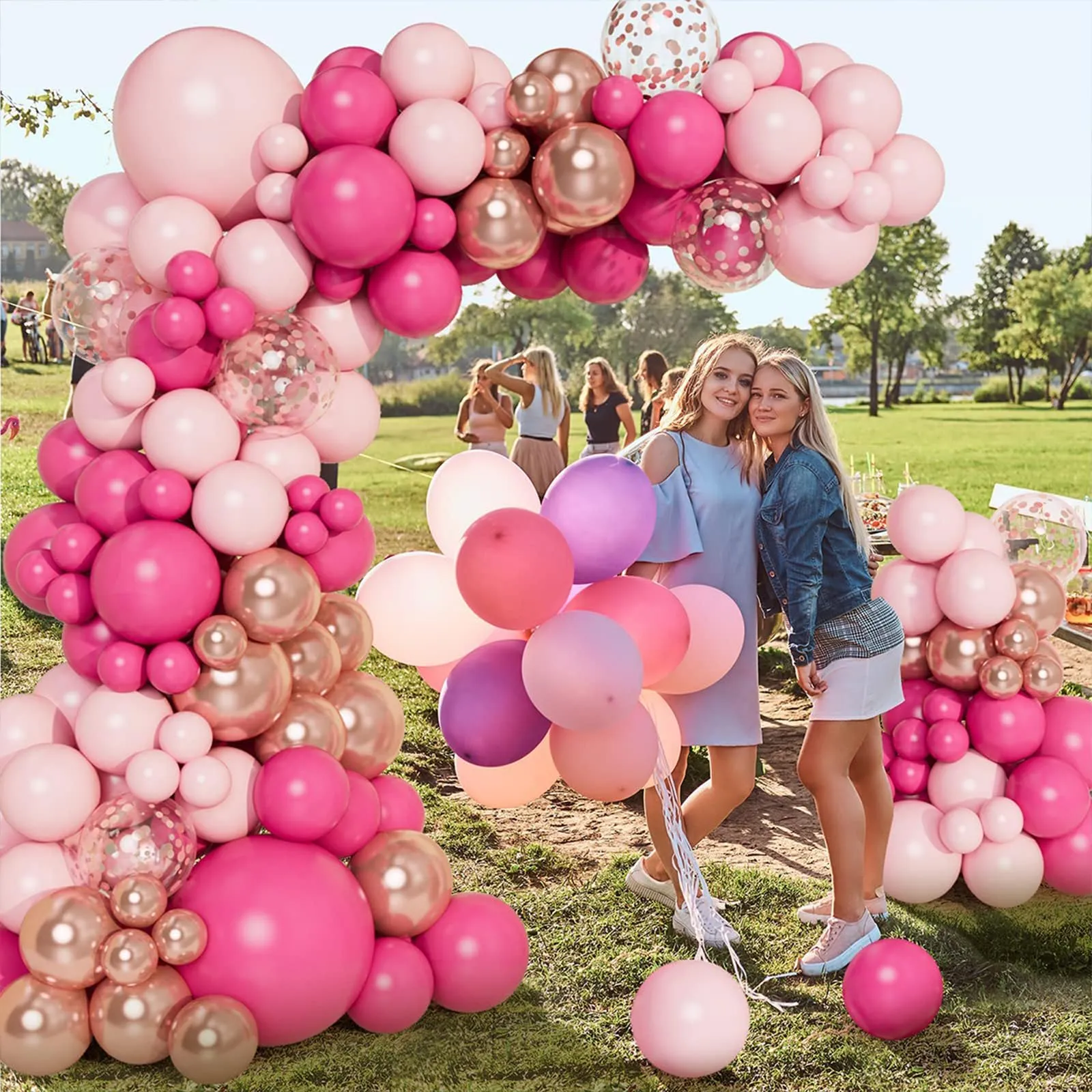 Netnology Kit Arco Ghirlanda di Palloncini Rosa, Rossa e Oro Rosa, 99 Pezzi - immagine 6