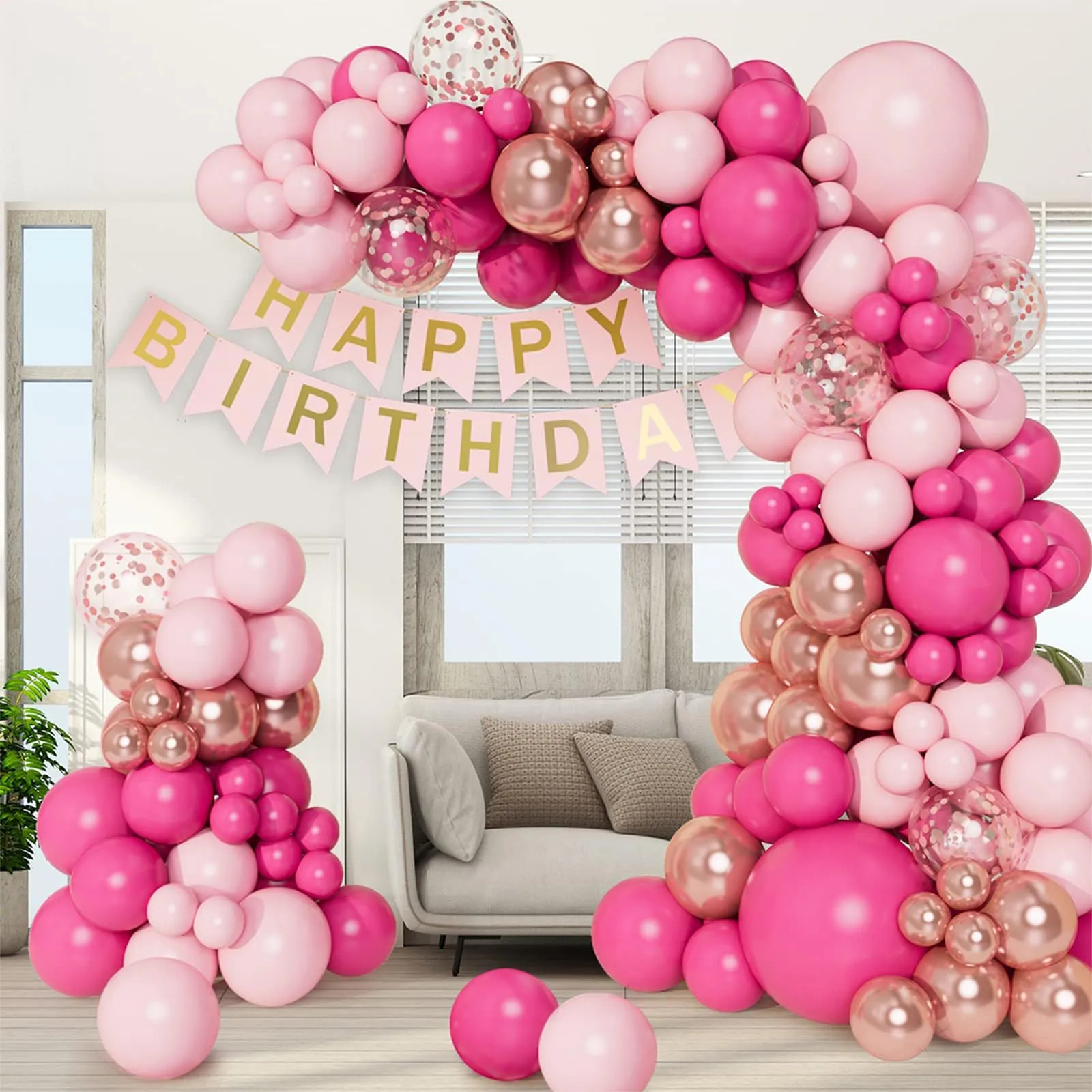 Netnology Kit Arco Ghirlanda di Palloncini Rosa, Rossa e Oro Rosa, 99 Pezzi - immagine 7