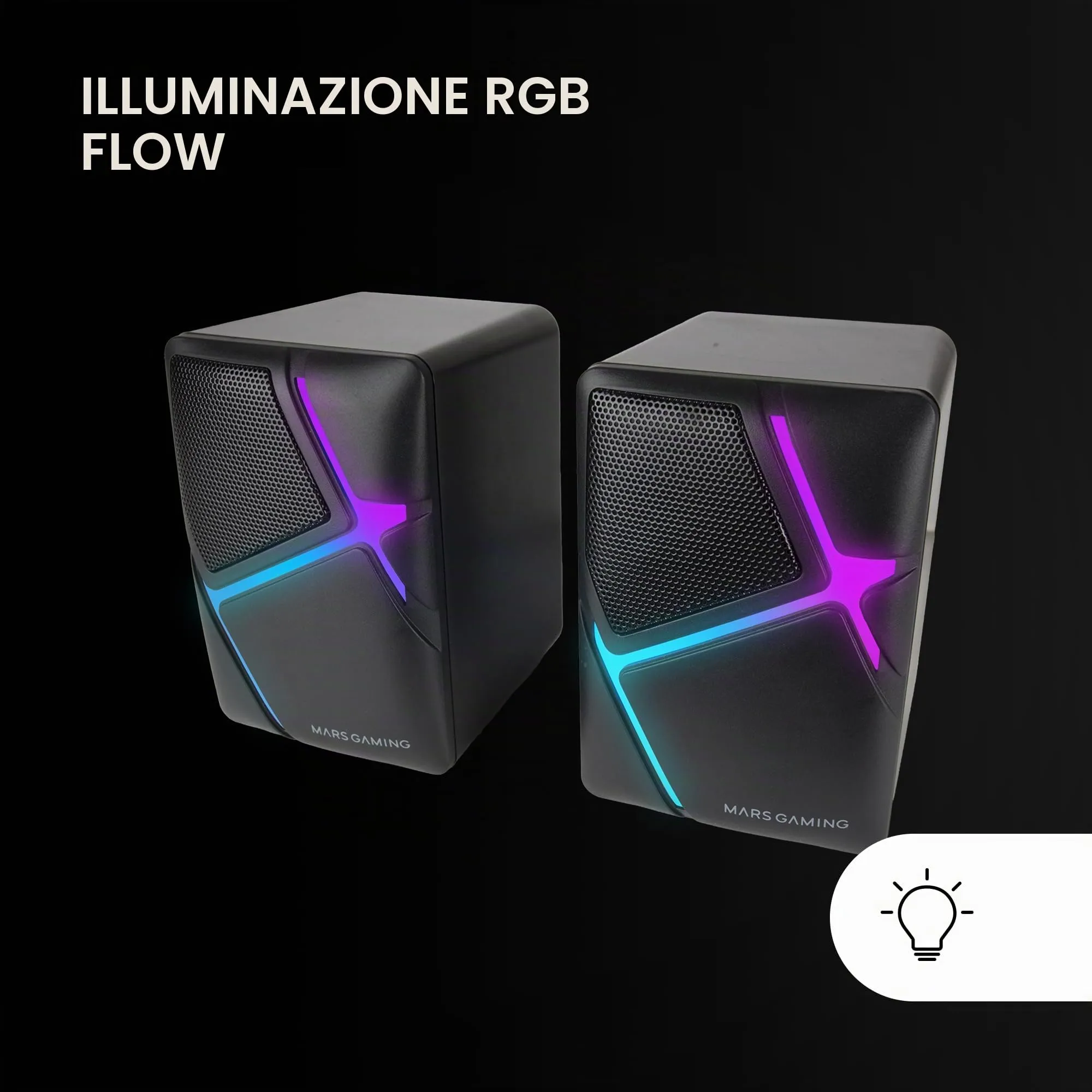 Mars Gaming MS-H Altoparlanti da Gioco RGB, 10W, 3.5mm Jack e USB - immagine 2