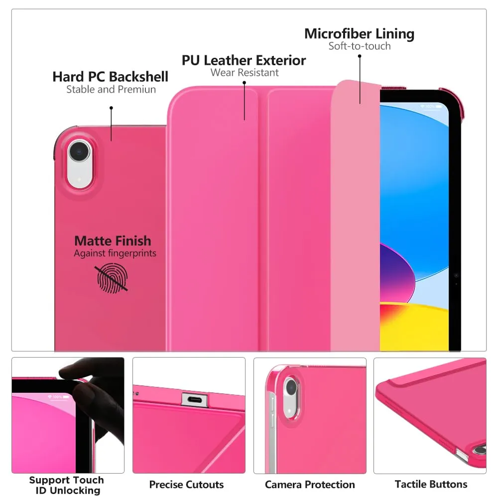 MoKo Custodia per iPad 11a Gen 2025 (A16) e iPad 10a Gen 2022, Rosa Persa - immagine 3