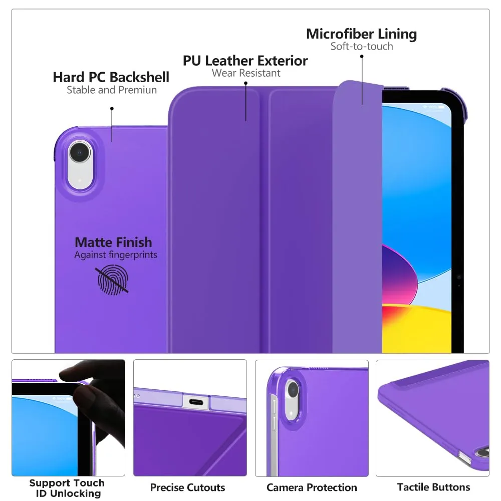 MoKo Custodia per iPad 11a Gen 2025 / iPad 10a Gen 2022, Viola Scuro - immagine 3