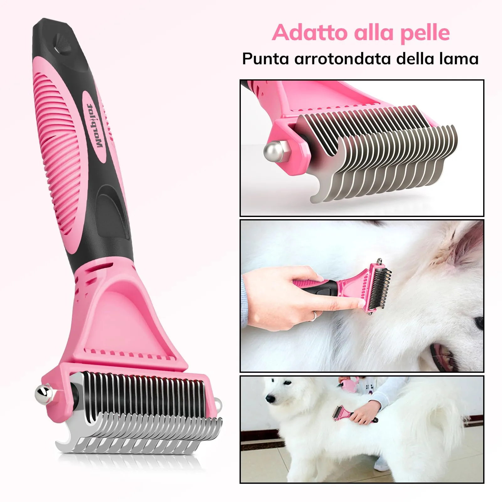 Morpilot Spazzola per Cani e Gatti Professionale per Pelo Lungo, Medio e Corto, Rosa Brillante - immagine 4