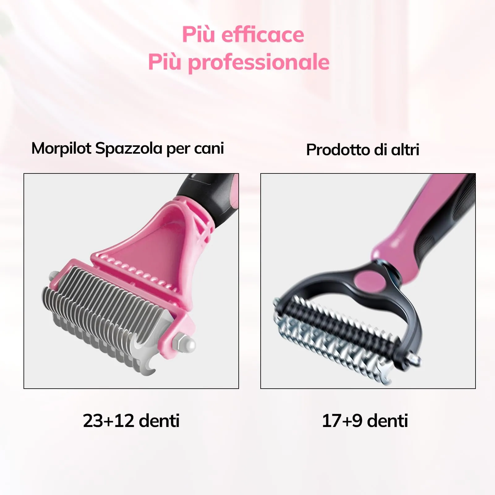 Morpilot Spazzola per Cani e Gatti Professionale per Pelo Lungo, Medio e Corto, Rosa Brillante - immagine 6