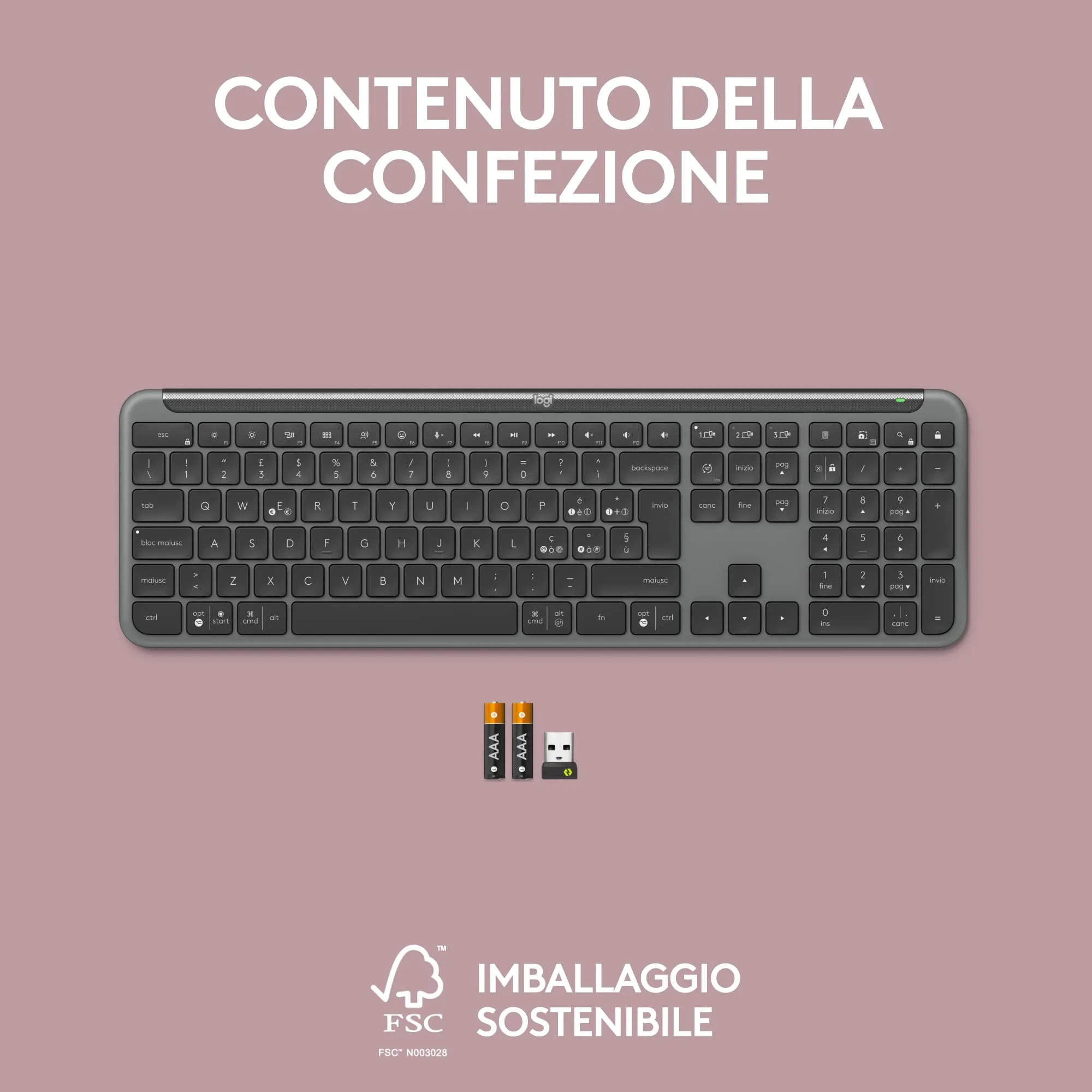 Logitech Signature Slim K950 Wireless Keyboard, Graphite, ITA QWERTY - immagine 12