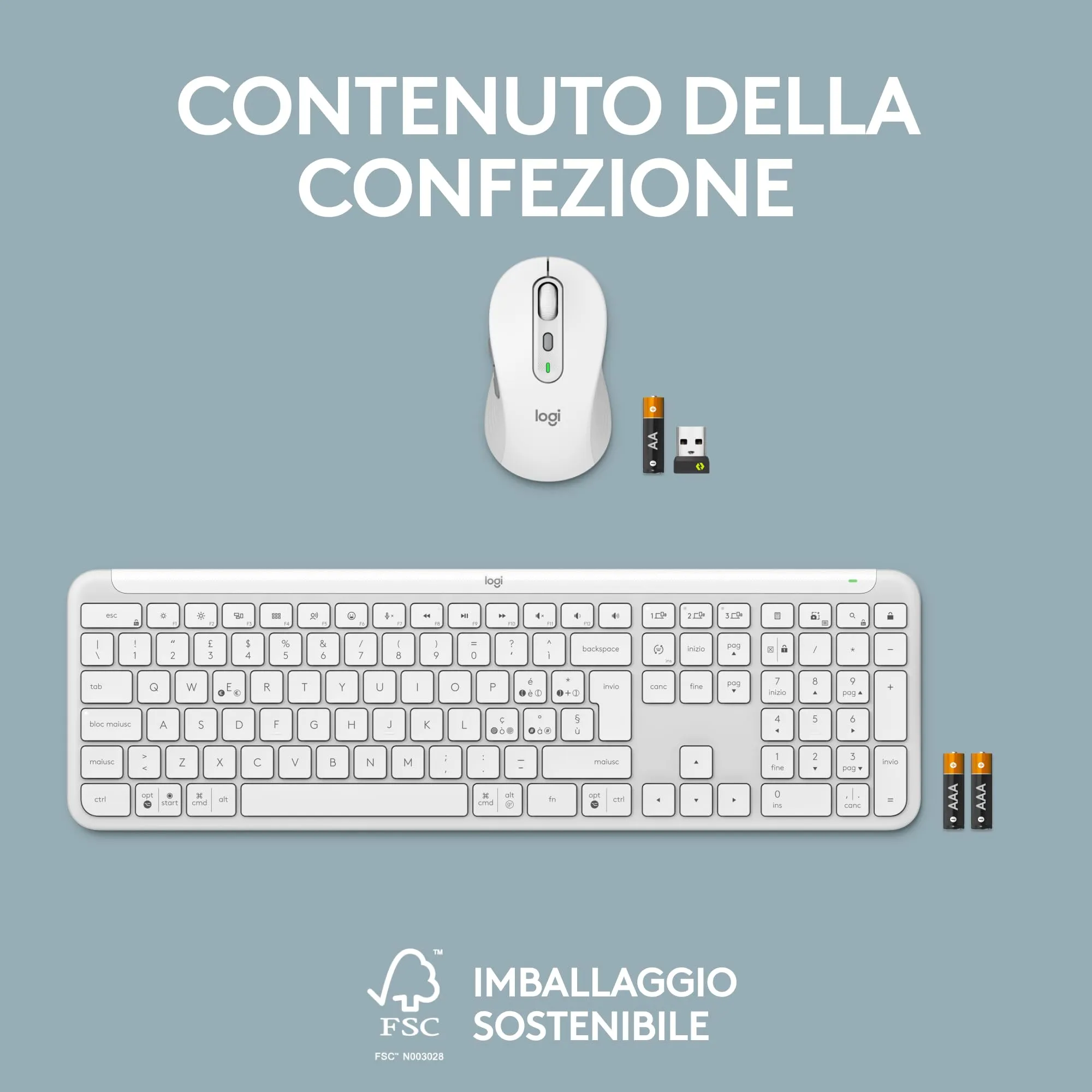 Logitech MK950 Signature Slim Wireless Keyboard and Mouse Kit - ITA QWERTY - immagine 13