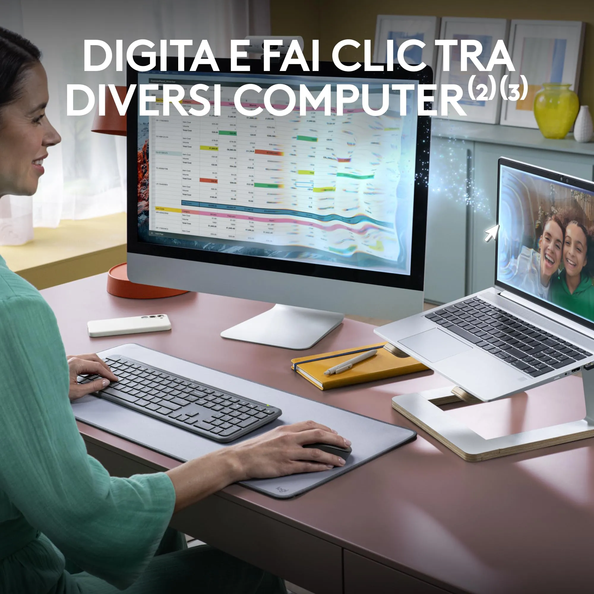 Logitech MK950 Signature Slim Wireless Keyboard and Mouse Kit - ITA QWERTY - immagine 3