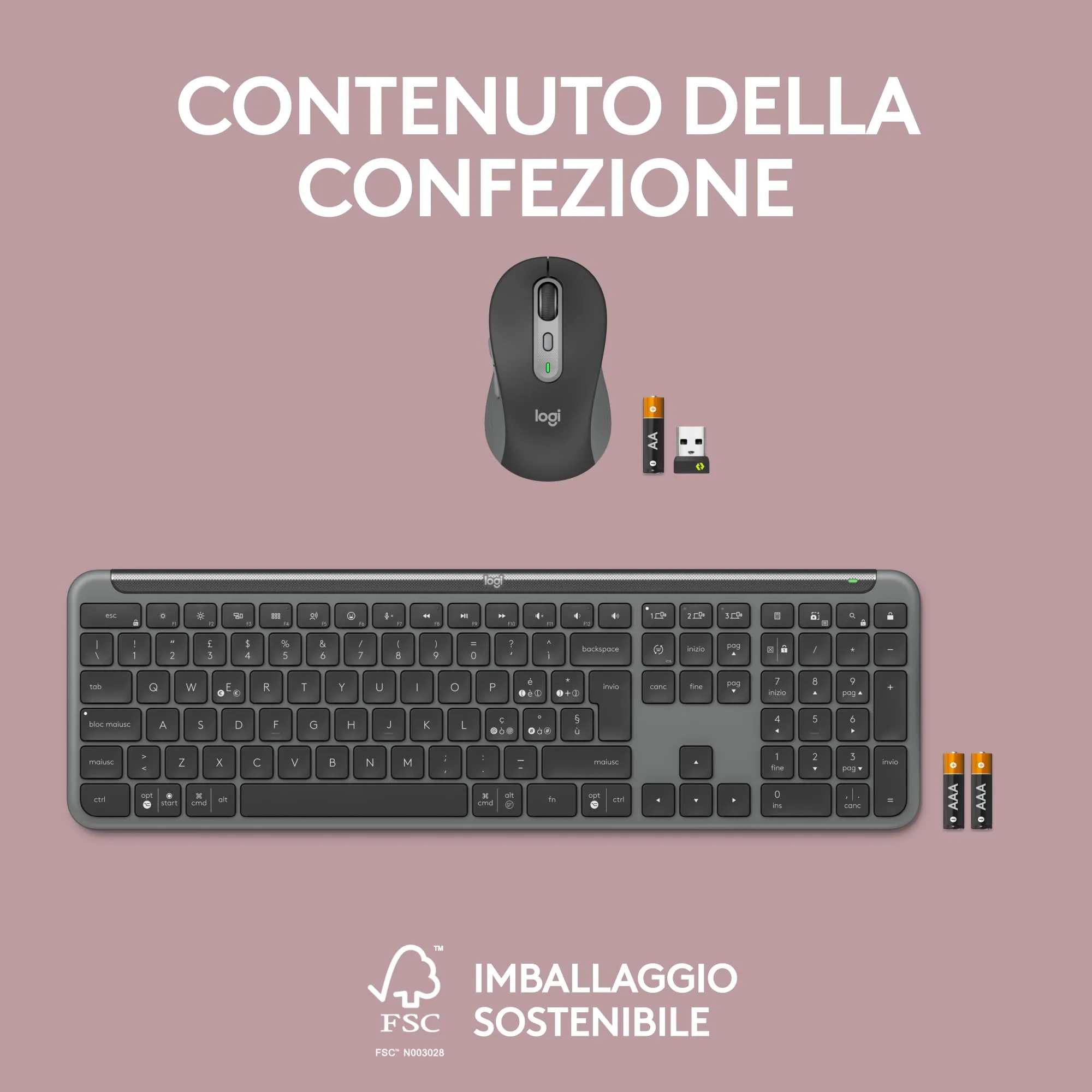 Logitech MK950 Signature Slim Wireless Keyboard and Mouse Kit - ITA QWERTY - immagine 13