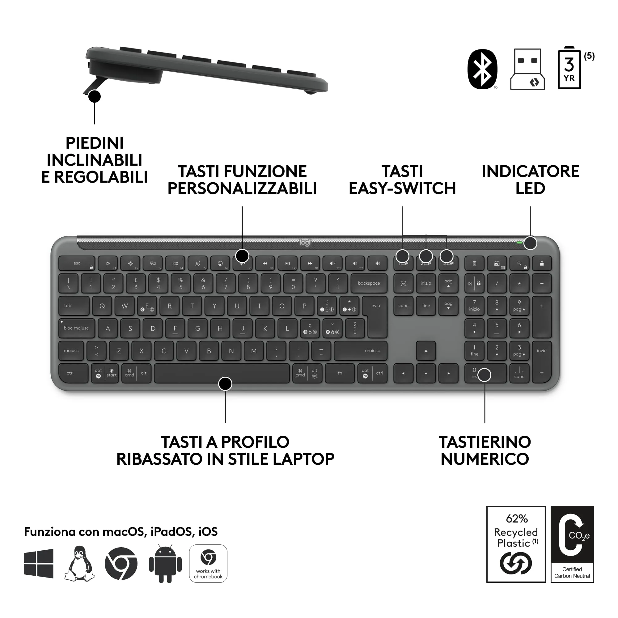 Logitech Signature Slim MK950 for Business - ITA QWERTY - immagine 6