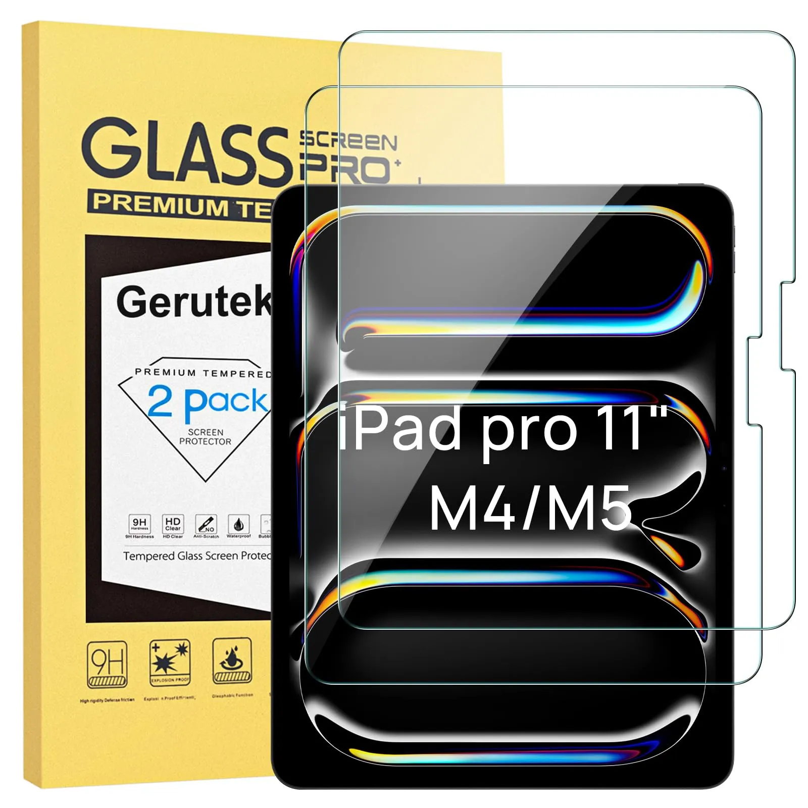 Gerutek Pellicola Protettiva in Vetro Temperato per iPad Pro 11'' M5/M4 (2025/2024), 2 Pezzi - immagine 1