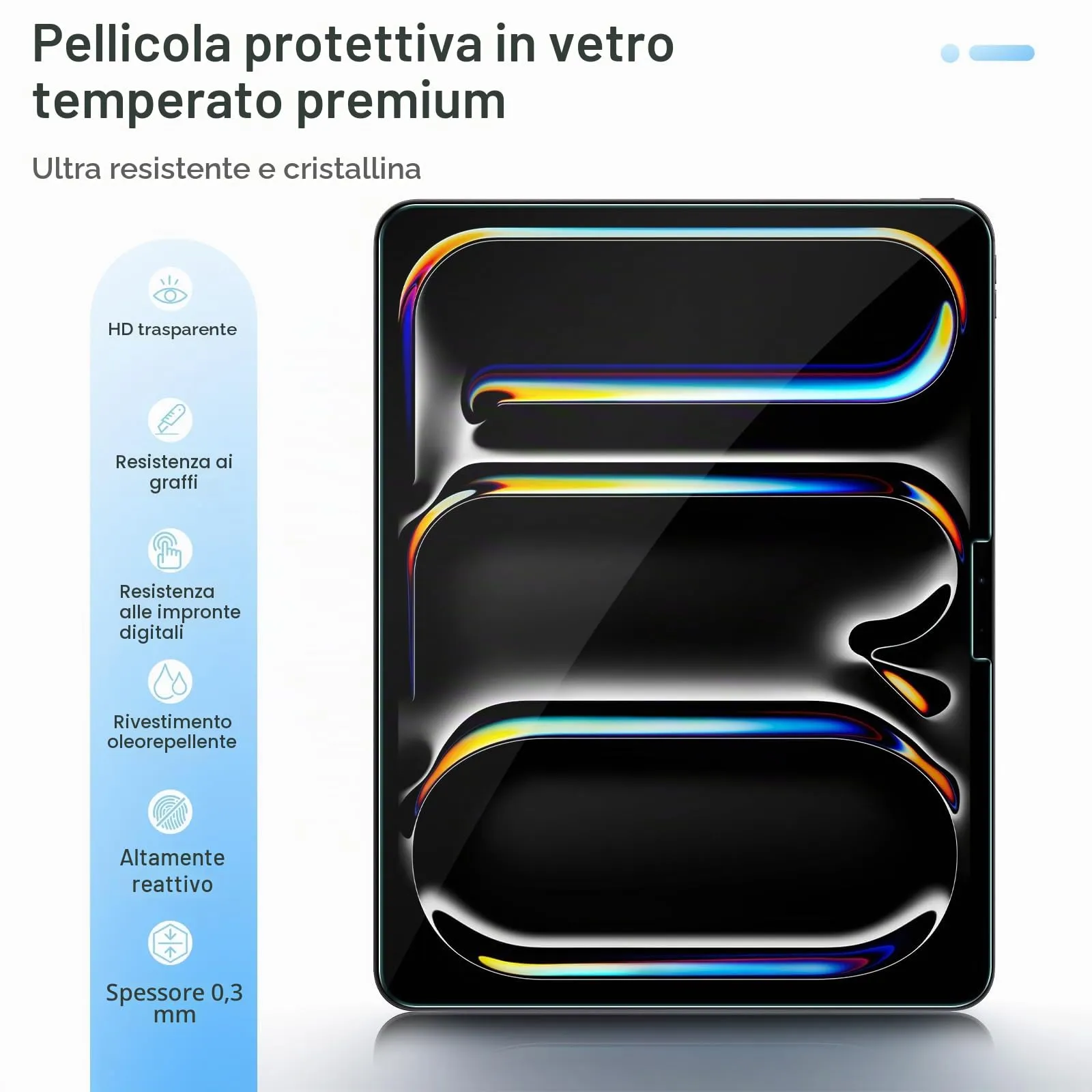 Gerutek Pellicola Protettiva in Vetro Temperato per iPad Pro 11'' M5/M4 (2025/2024), 2 Pezzi - immagine 3