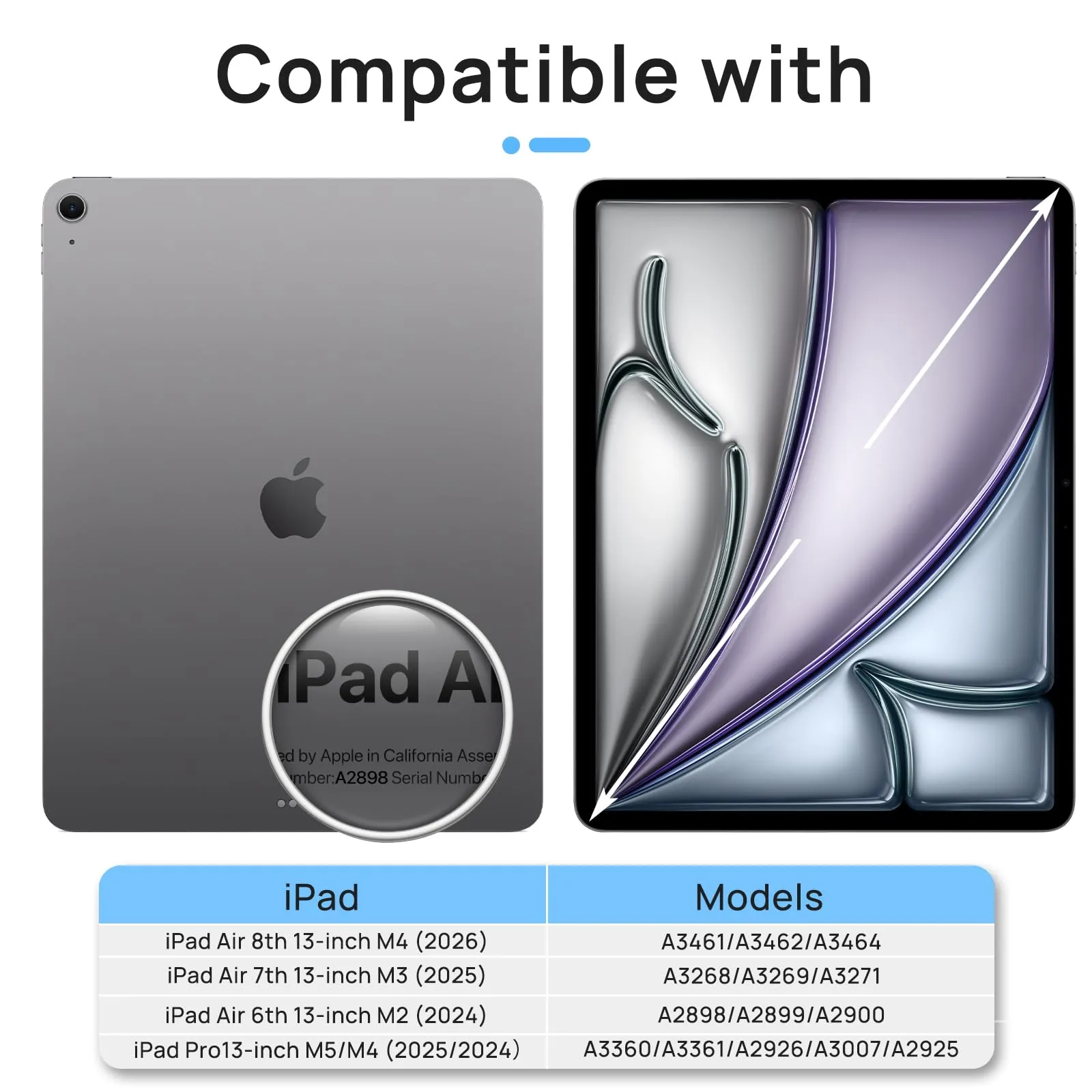 Gerutek Pellicola Protettiva in Vetro Temperato per iPad Air 13'' M4/M3/M2 e iPad Pro 13'' M4, 2 Pezzi - immagine 2