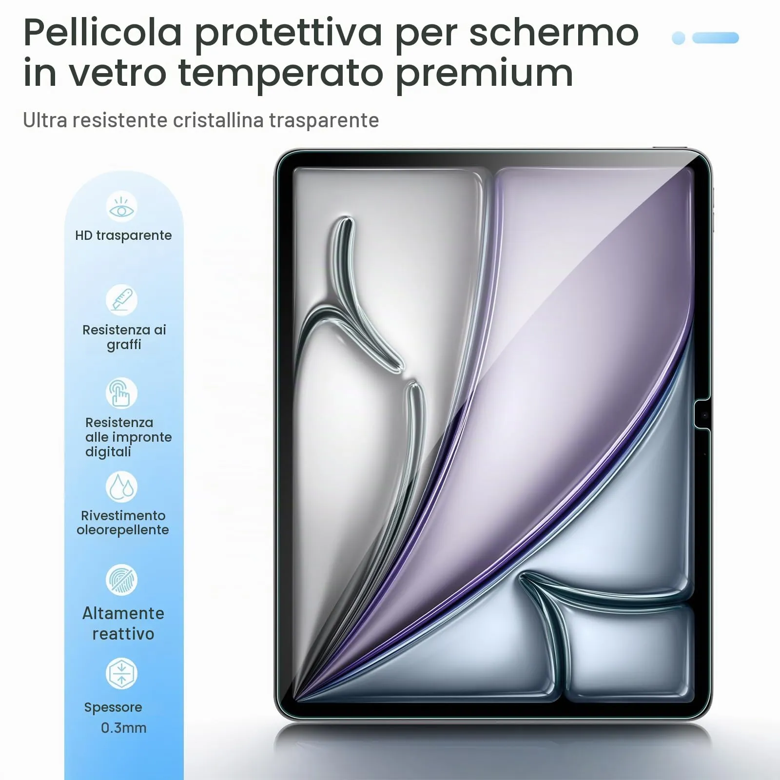 Gerutek Pellicola Protettiva in Vetro Temperato per iPad Air 13'' M4/M3/M2 e iPad Pro 13'' M4, 2 Pezzi - immagine 3