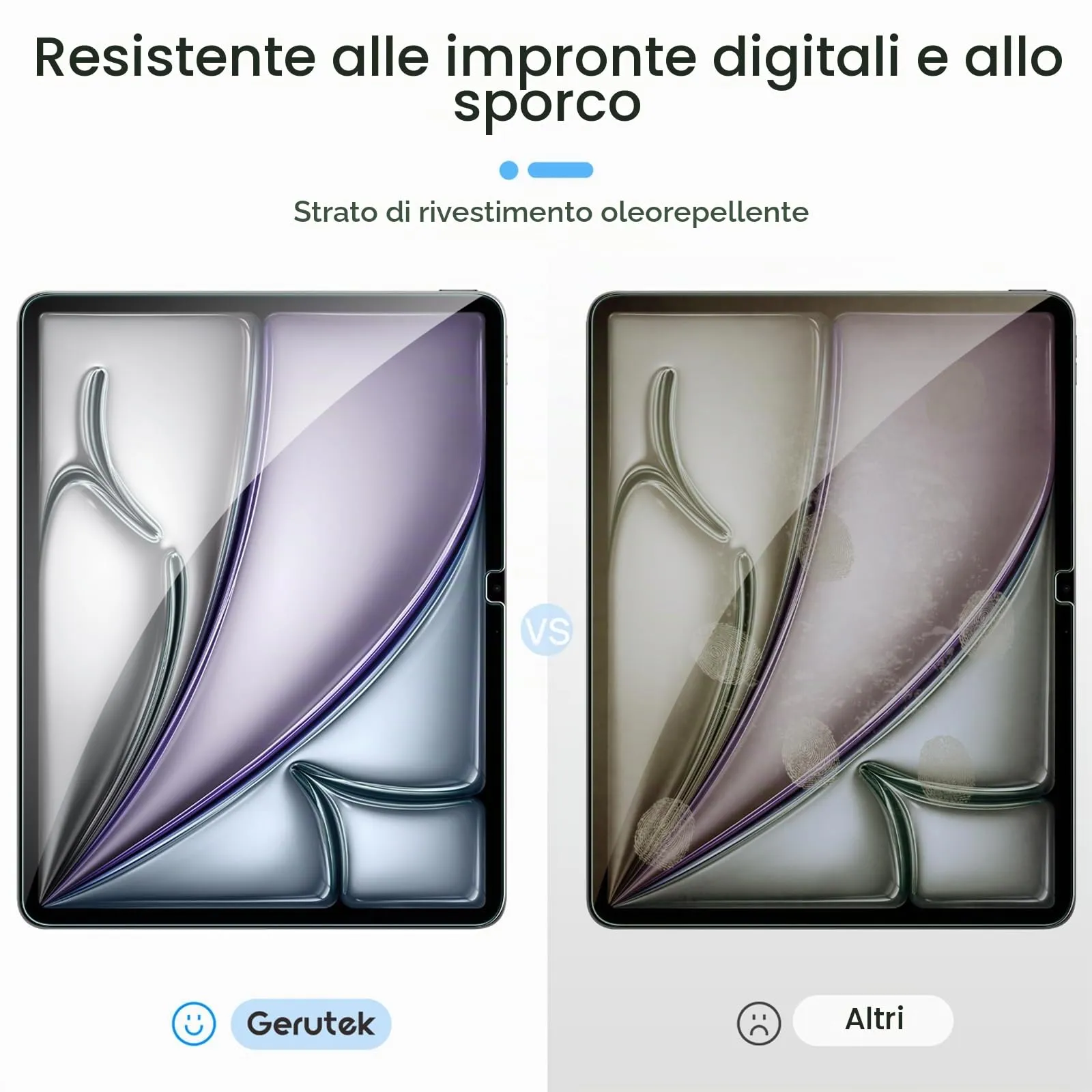 Gerutek Pellicola Protettiva in Vetro Temperato per iPad Air 13'' M4/M3/M2 e iPad Pro 13'' M4, 2 Pezzi - immagine 6