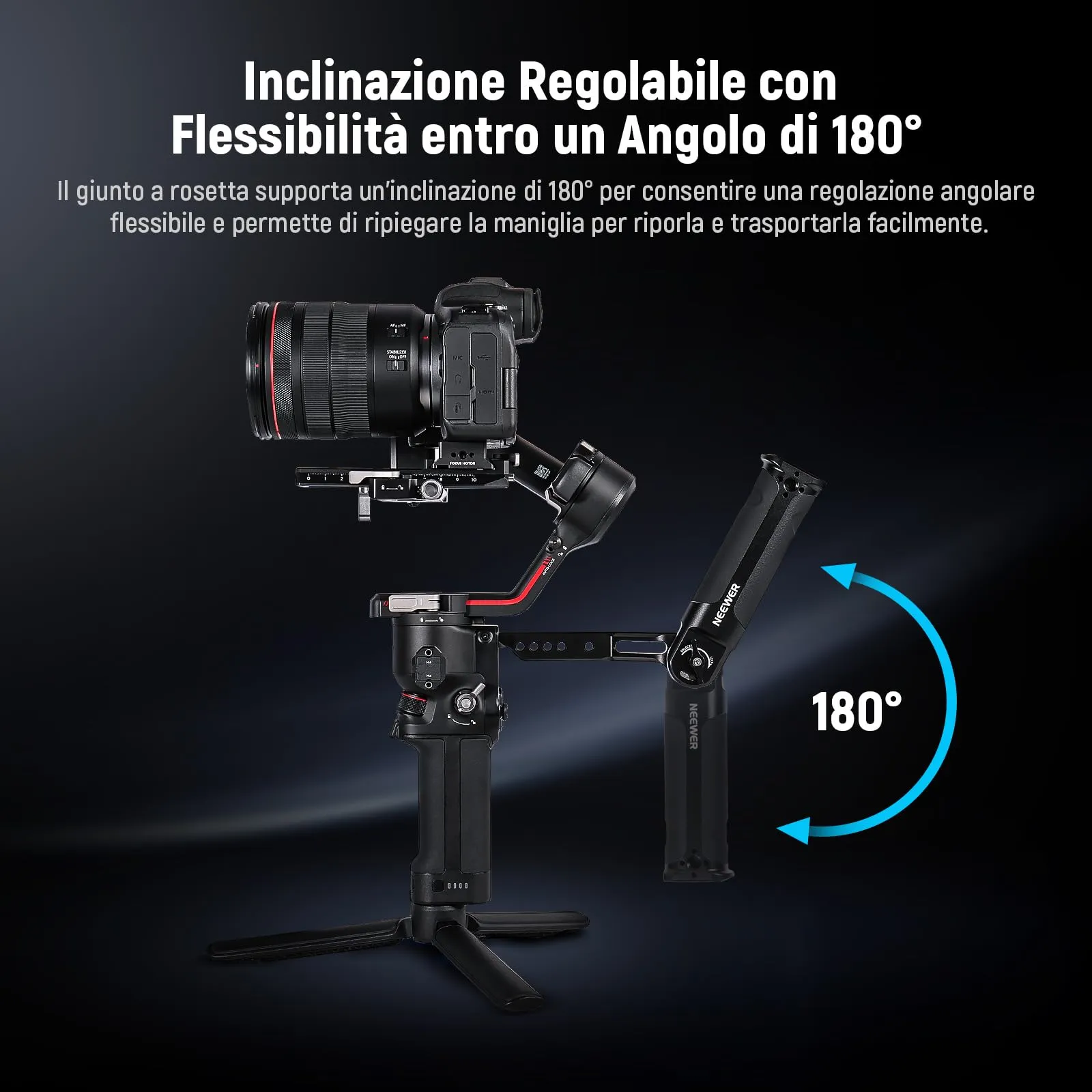 NEEWER Impugnatura Regolabile Tracolla per Gimbal con Guida NATO, Compatibile con DJI RS4, RS4 Pro, RS3, RS3 Pro, RS3 Mini, RS2, RSC2, Ronin-S e Ronin-SC, ST49 - immagine 5