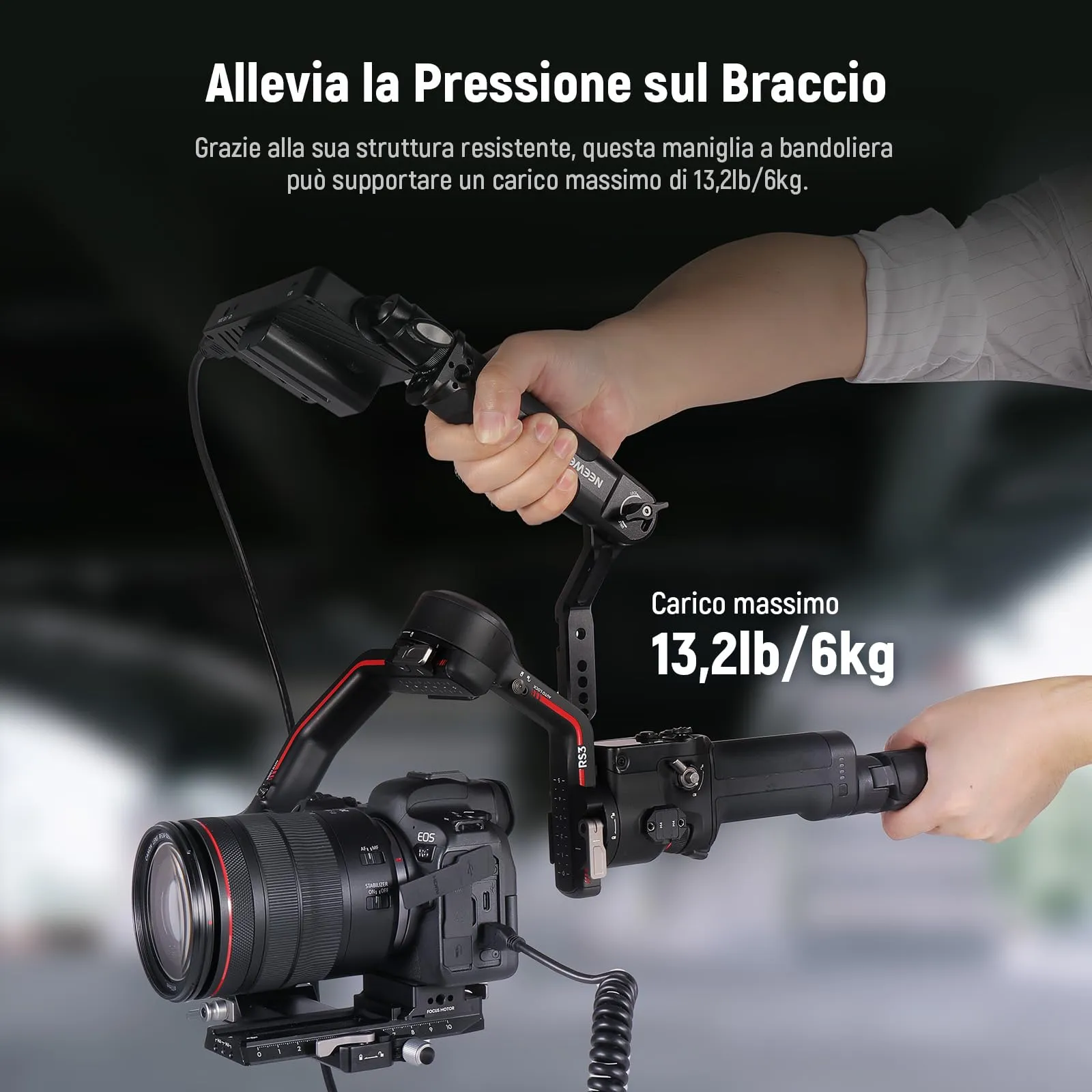 NEEWER Impugnatura Regolabile Tracolla per Gimbal con Guida NATO, Compatibile con DJI RS4, RS4 Pro, RS3, RS3 Pro, RS3 Mini, RS2, RSC2, Ronin-S e Ronin-SC, ST49 - immagine 7