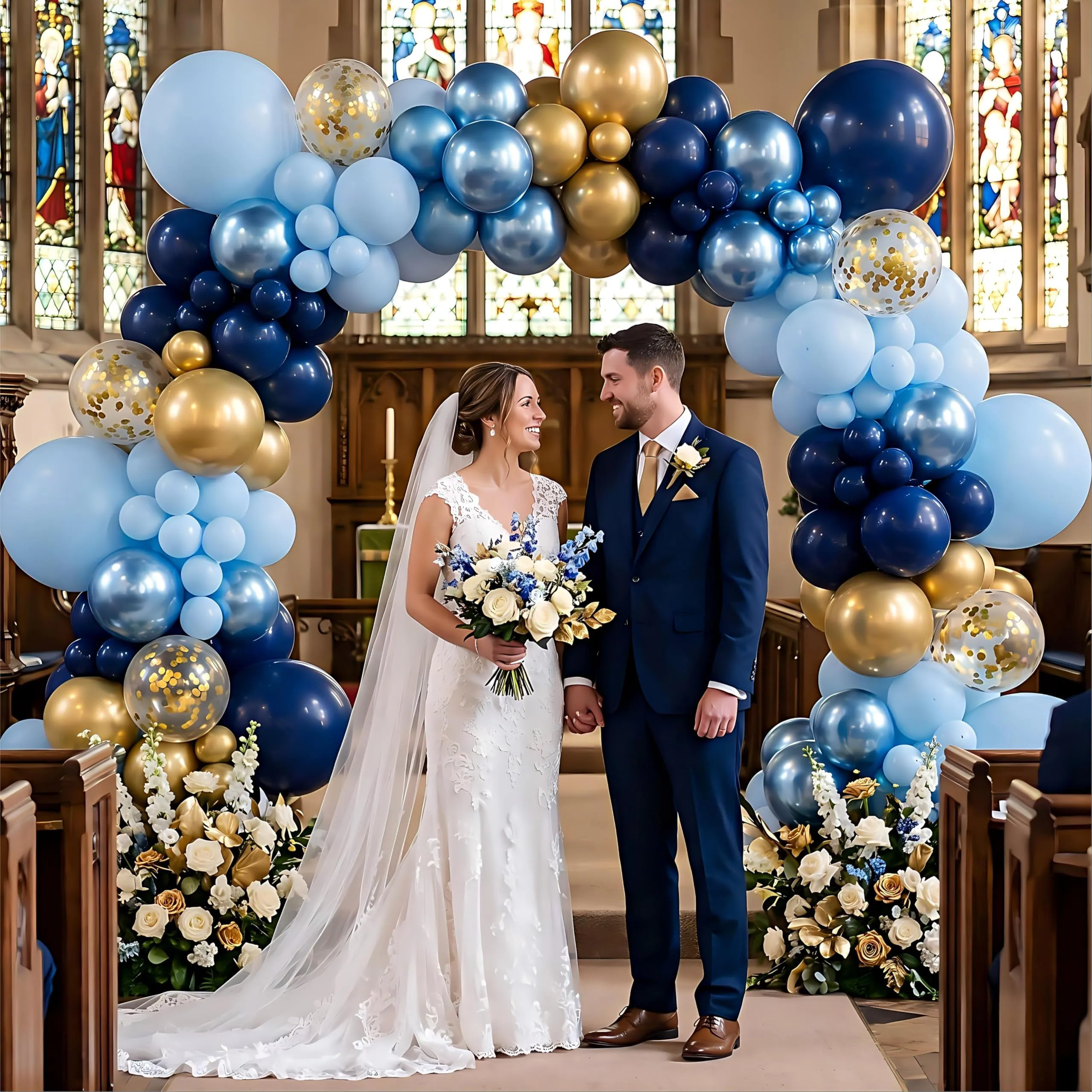 Netnology Kit Arco Ghirlanda di Palloncini Blu Navy e Oro, 105 Pezzi - immagine 5