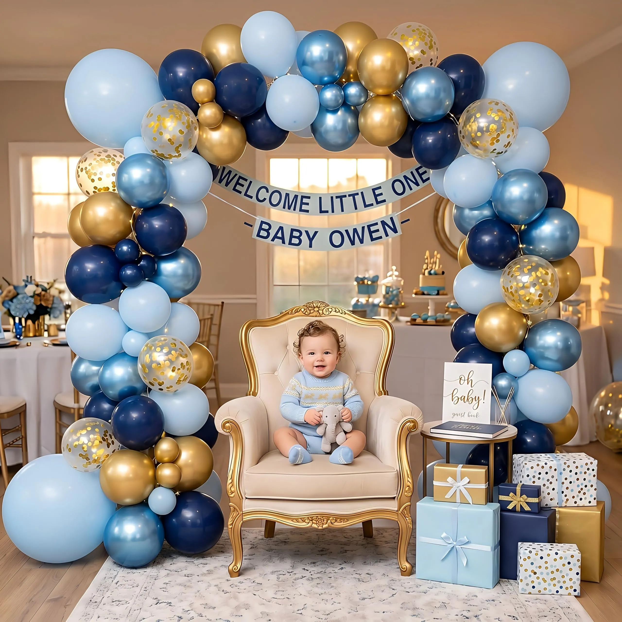 Netnology Kit Arco Ghirlanda di Palloncini Blu Navy e Oro, 105 Pezzi - immagine 7
