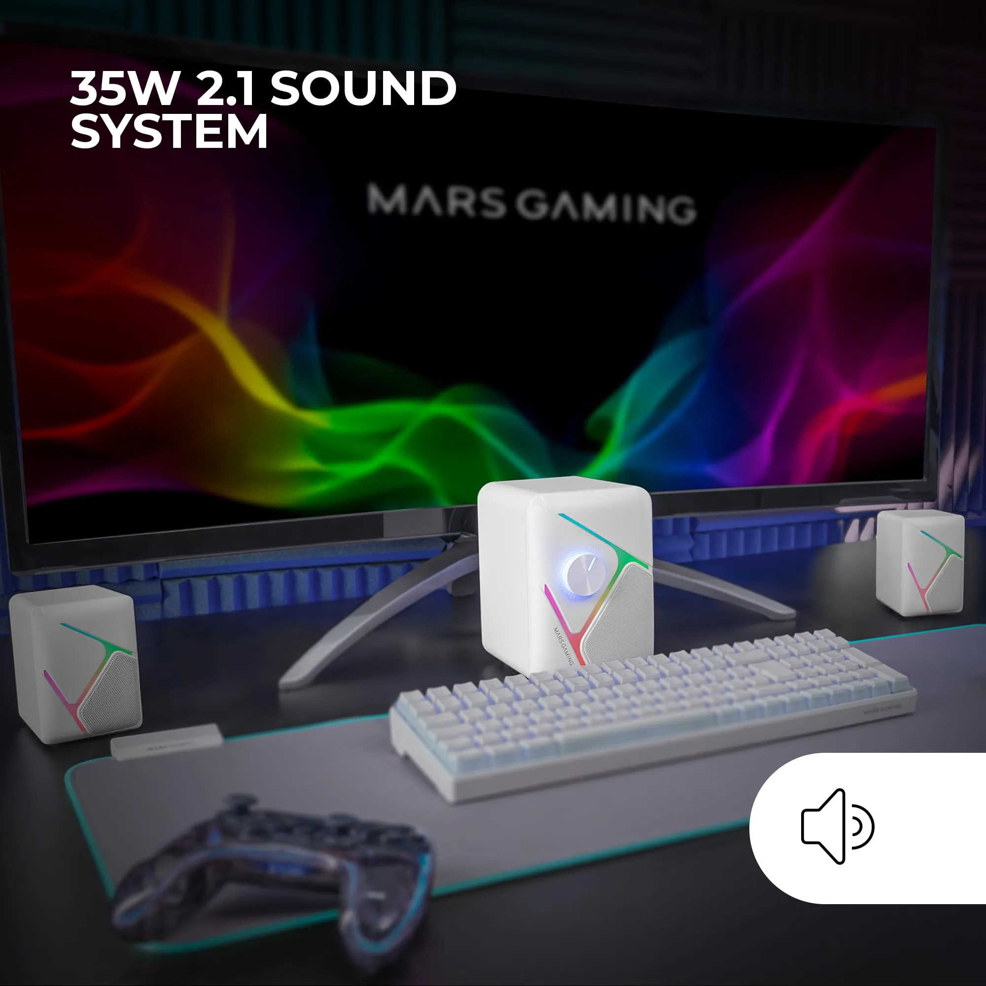 Mars Gaming MS-H21 Altoparlanti da Gioco 10W con Subwoofer, RGB, Jack 3.5mm e USB - immagine 2
