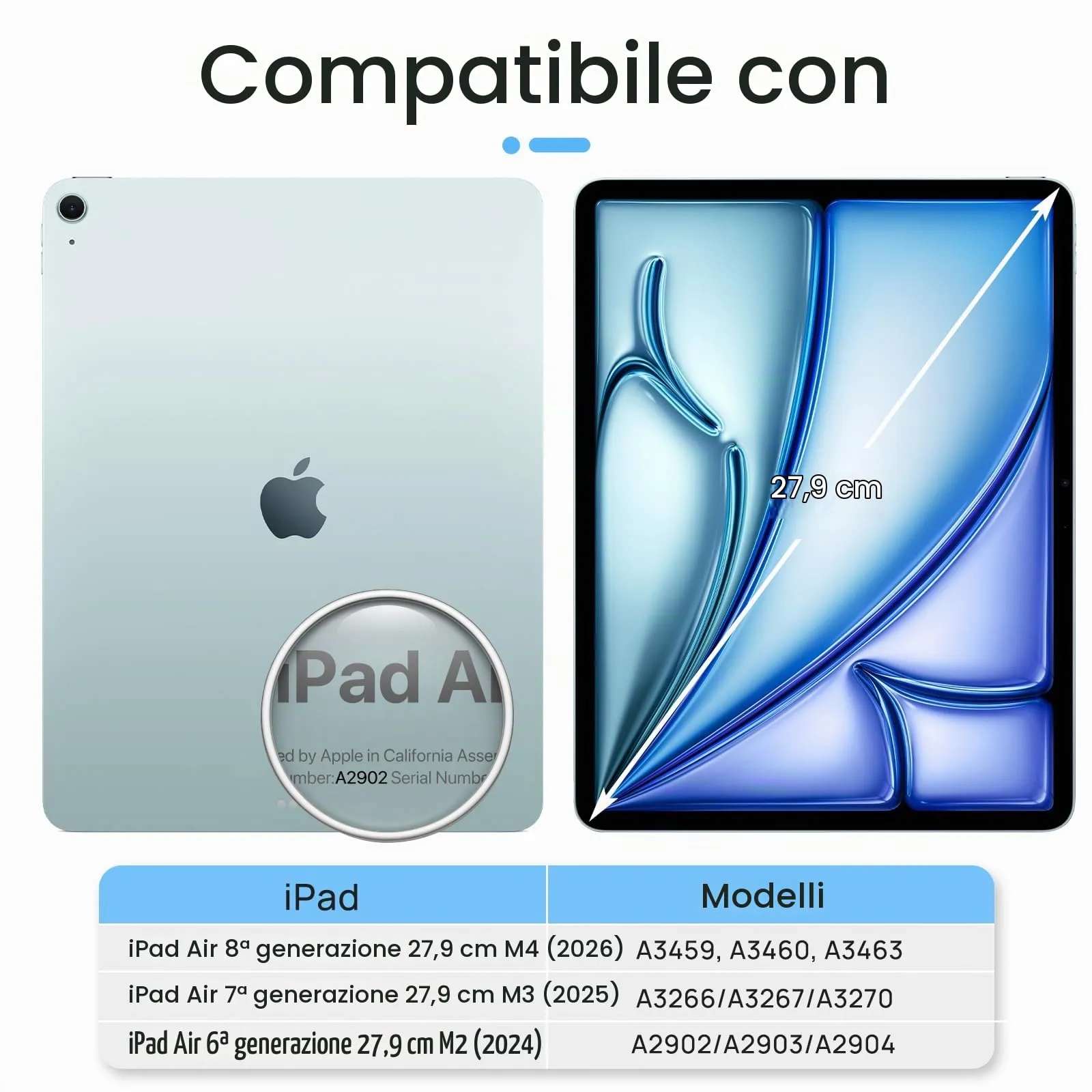 Gerutek Pellicola Protettiva in Vetro Temperato per iPad Air 11'' (M4/M3/M2), 2 Pezzi - immagine 2