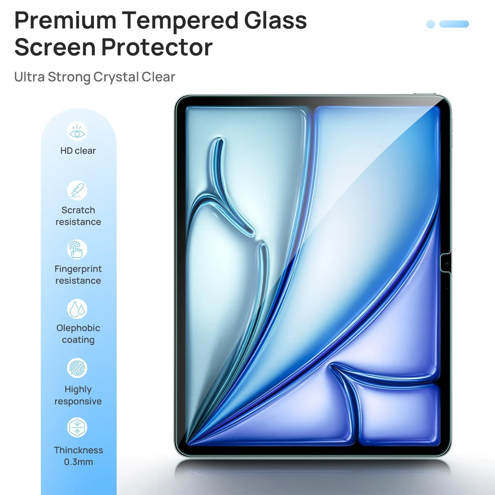 Gerutek Pellicola Protettiva in Vetro Temperato per iPad Air 11'' (M4/M3/M2), 2 Pezzi - immagine 3
