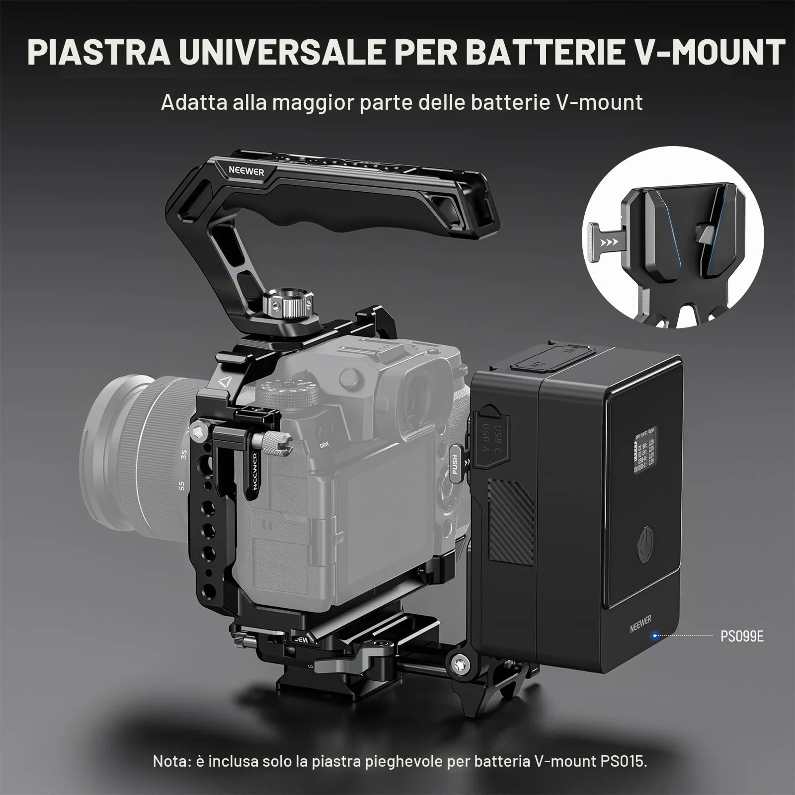 NEEWER Piastra per Batteria V Mount Pieghevole con Piastra di Base Arca, PS015 - immagine 2
