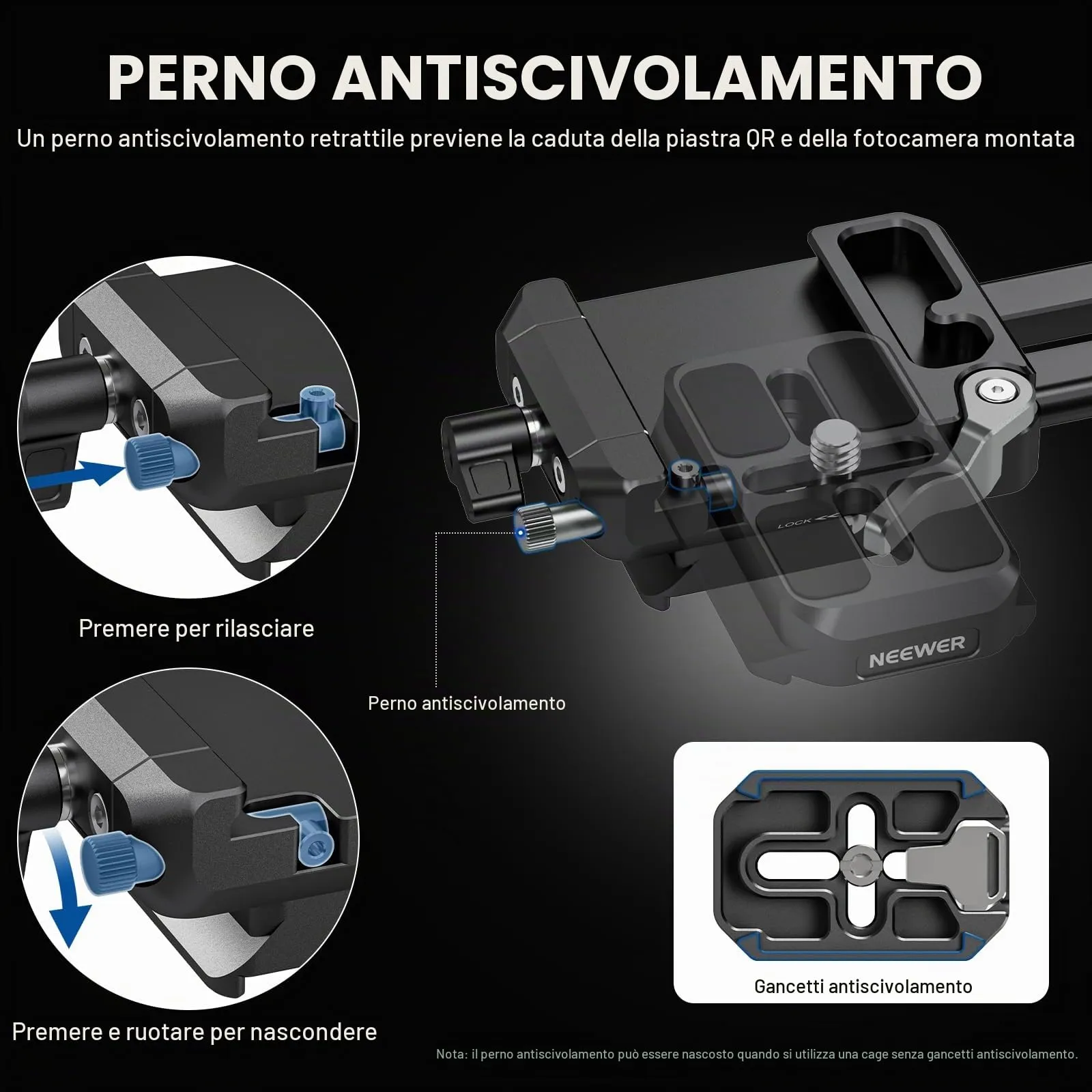NEEWER Piastra per Batteria V Mount Pieghevole con Piastra di Base Arca, PS015 - immagine 4
