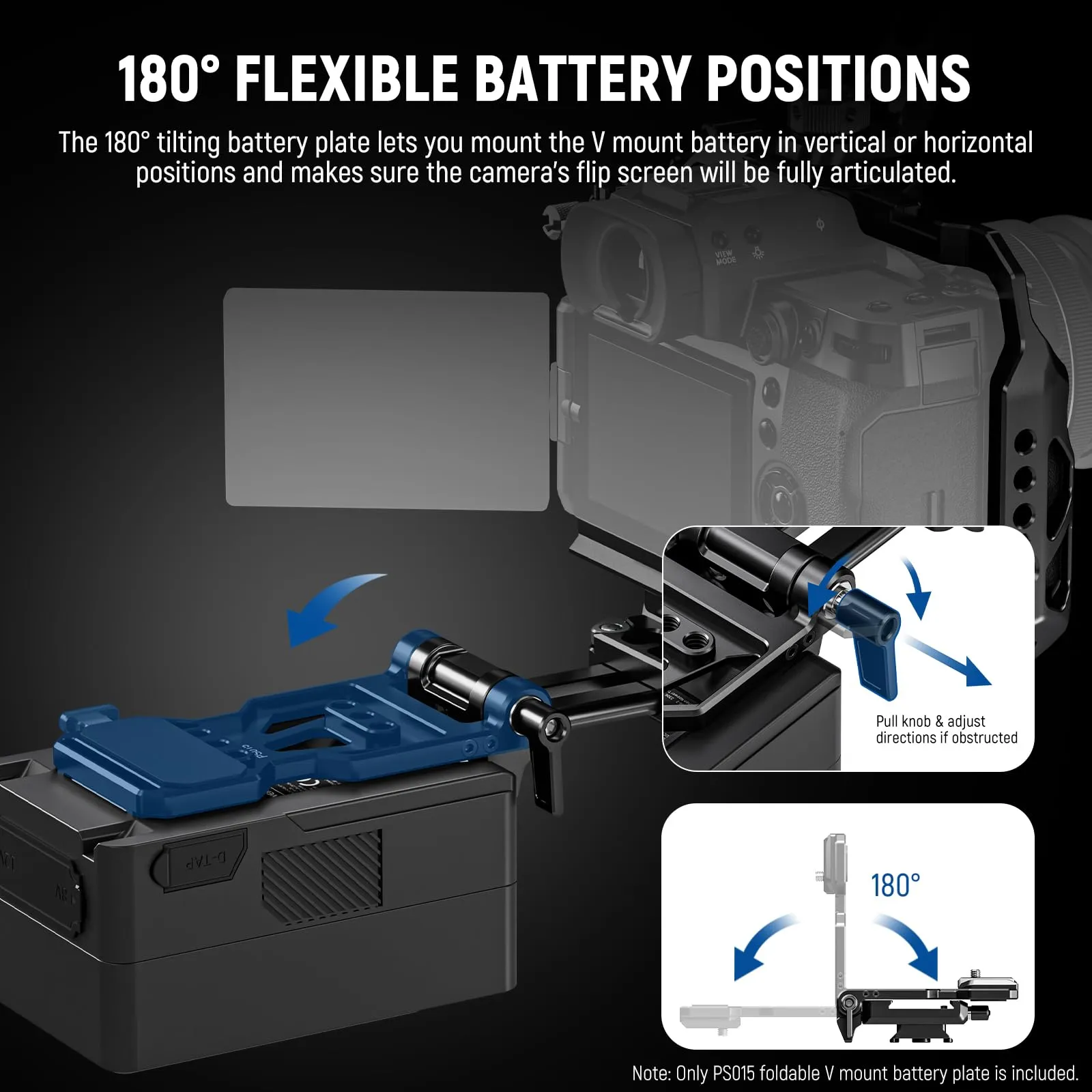 NEEWER Piastra per Batteria V Mount Pieghevole con Piastra di Base Arca, PS015 - immagine 7