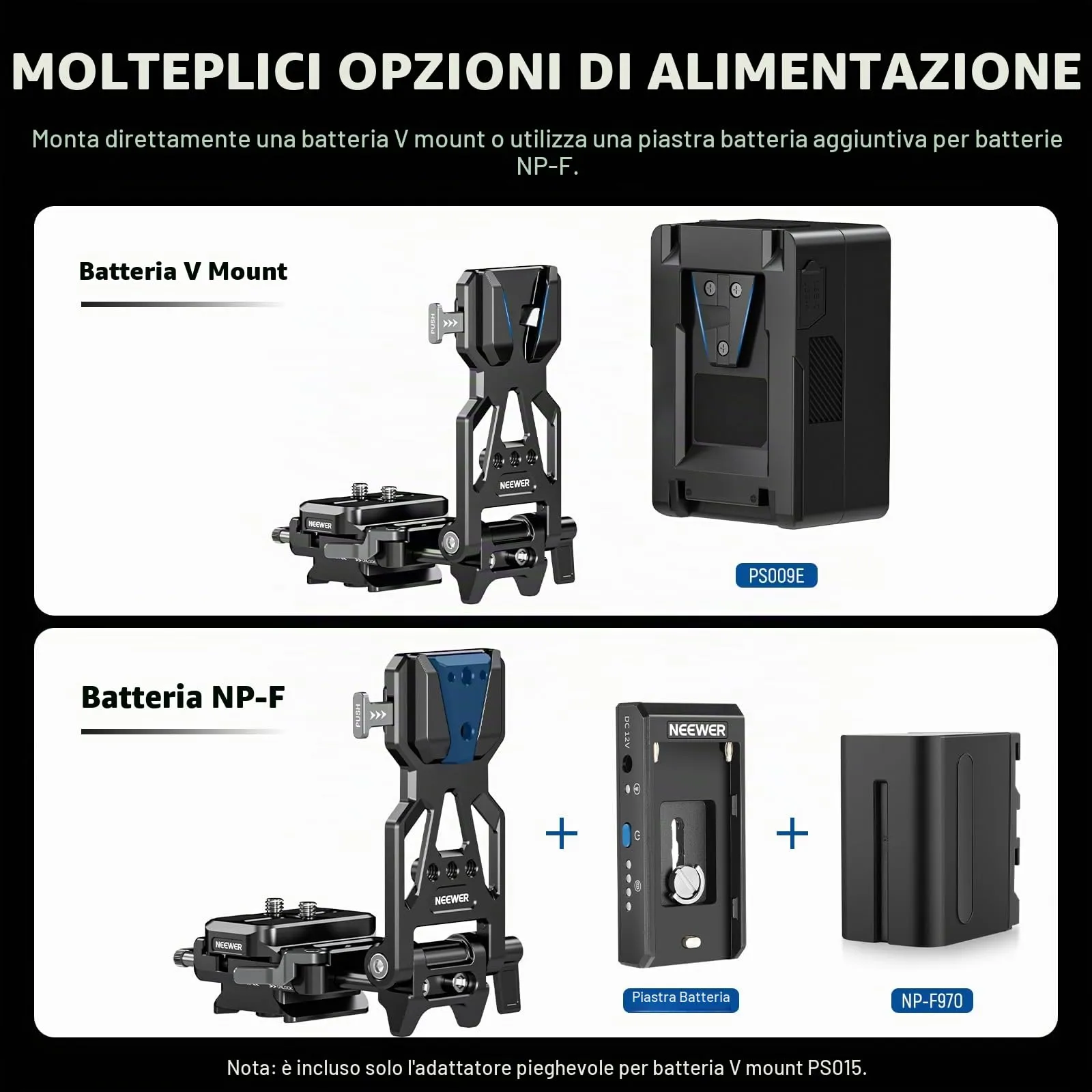 NEEWER Piastra per Batteria V Mount Pieghevole con Piastra di Base Arca, PS015 - immagine 8