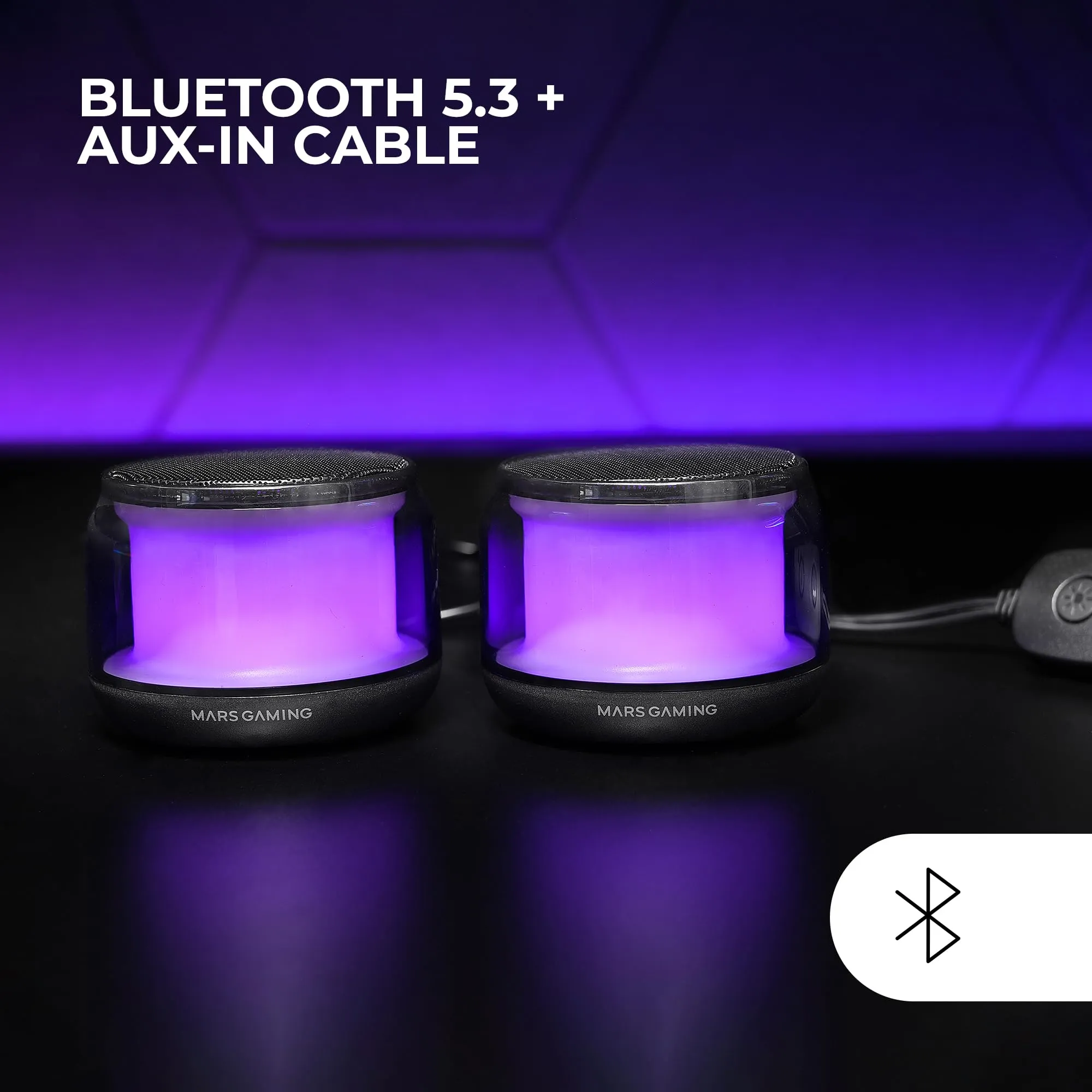 Mars Gaming MS-AURA Altoparlanti Bluetooth 5.3, 15W DSP, Illuminazione RGB ClearView 360º, Ingresso AUX-IN, Nero - immagine 4