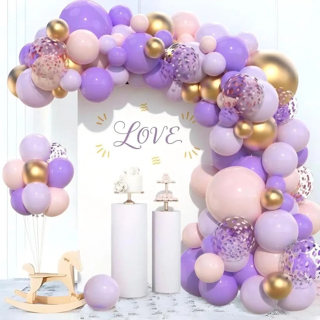 Netnology Kit Arco Palloncini Viola Rosa, 110 Pezzi - immagine 1