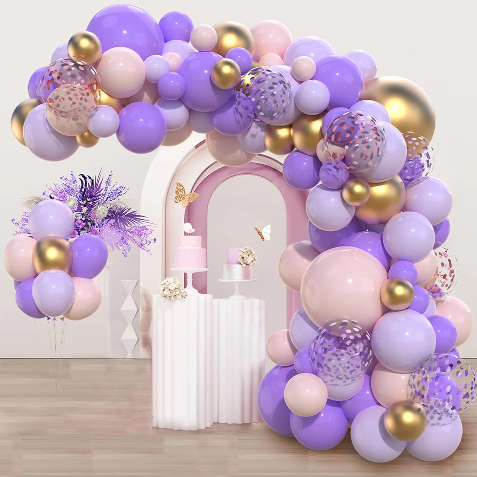 Netnology Kit Arco Palloncini Viola Rosa, 110 Pezzi - immagine 3