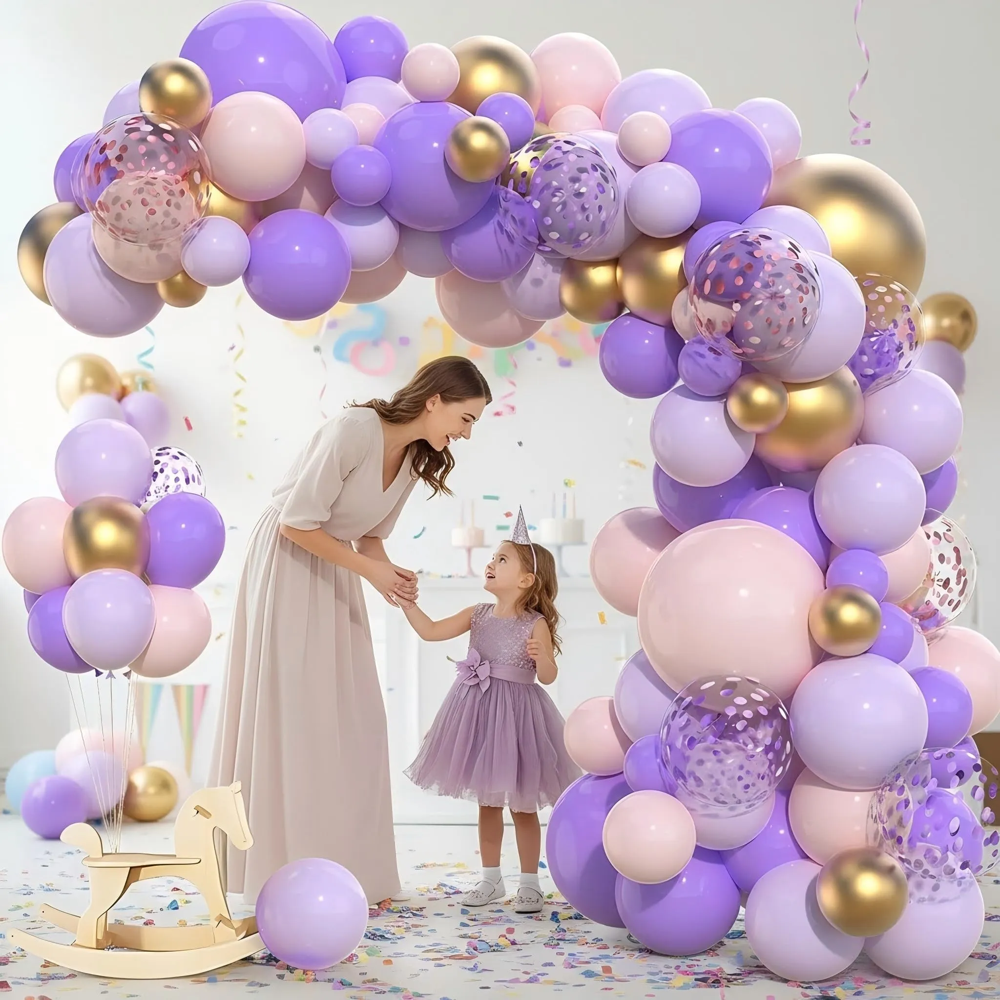 Netnology Kit Arco Palloncini Viola Rosa, 110 Pezzi - immagine 4