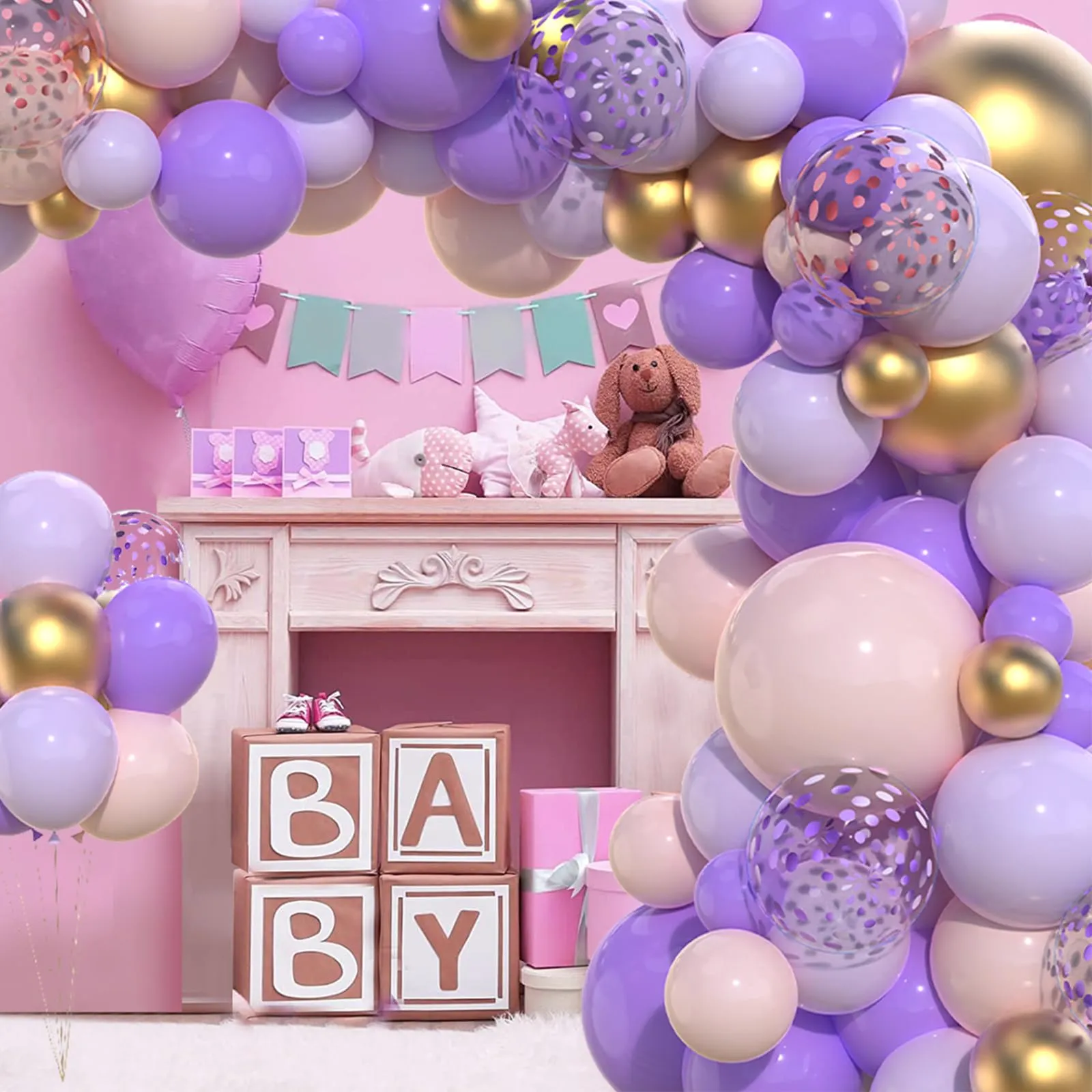 Netnology Kit Arco Palloncini Viola Rosa, 110 Pezzi - immagine 7