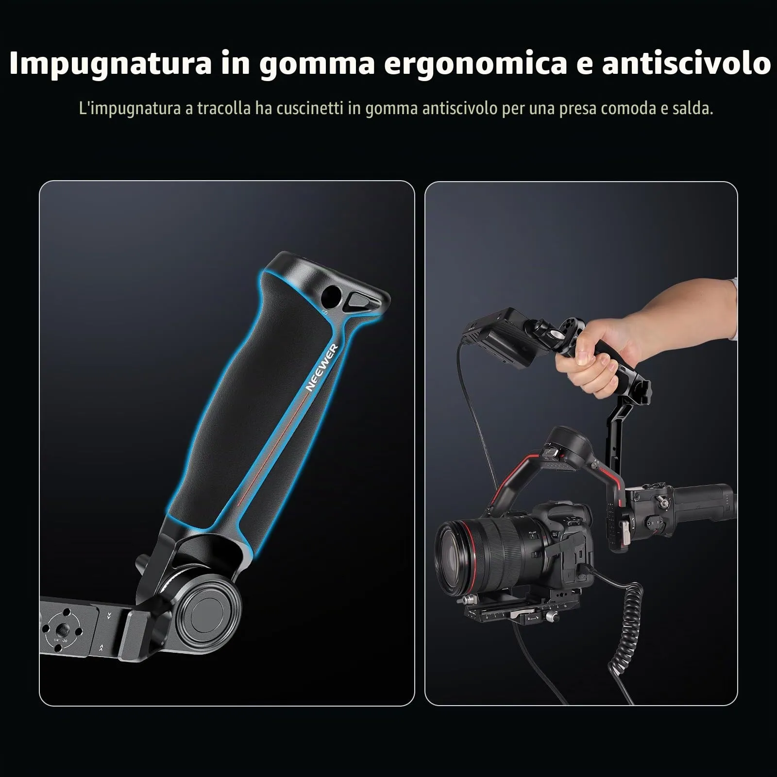 NEEWER Sling Handle Grip with NATO Clamp and QD Sockets for DJI RS4 RS4 Pro RS3 RS3 Pro RS2, GA020 - immagine 6