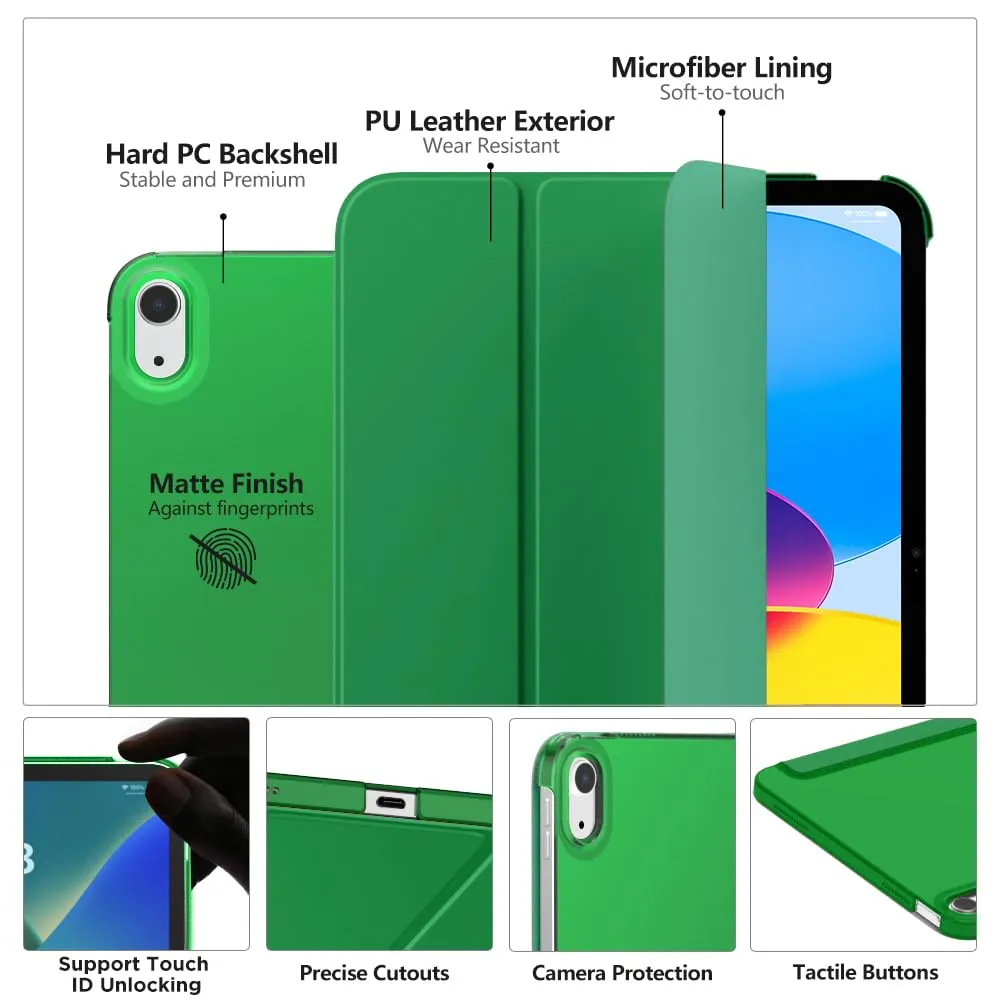 MoKo Custodia per iPad 11a Gen 2025 / iPad 10a Gen 2022, Verde Foresta - immagine 3