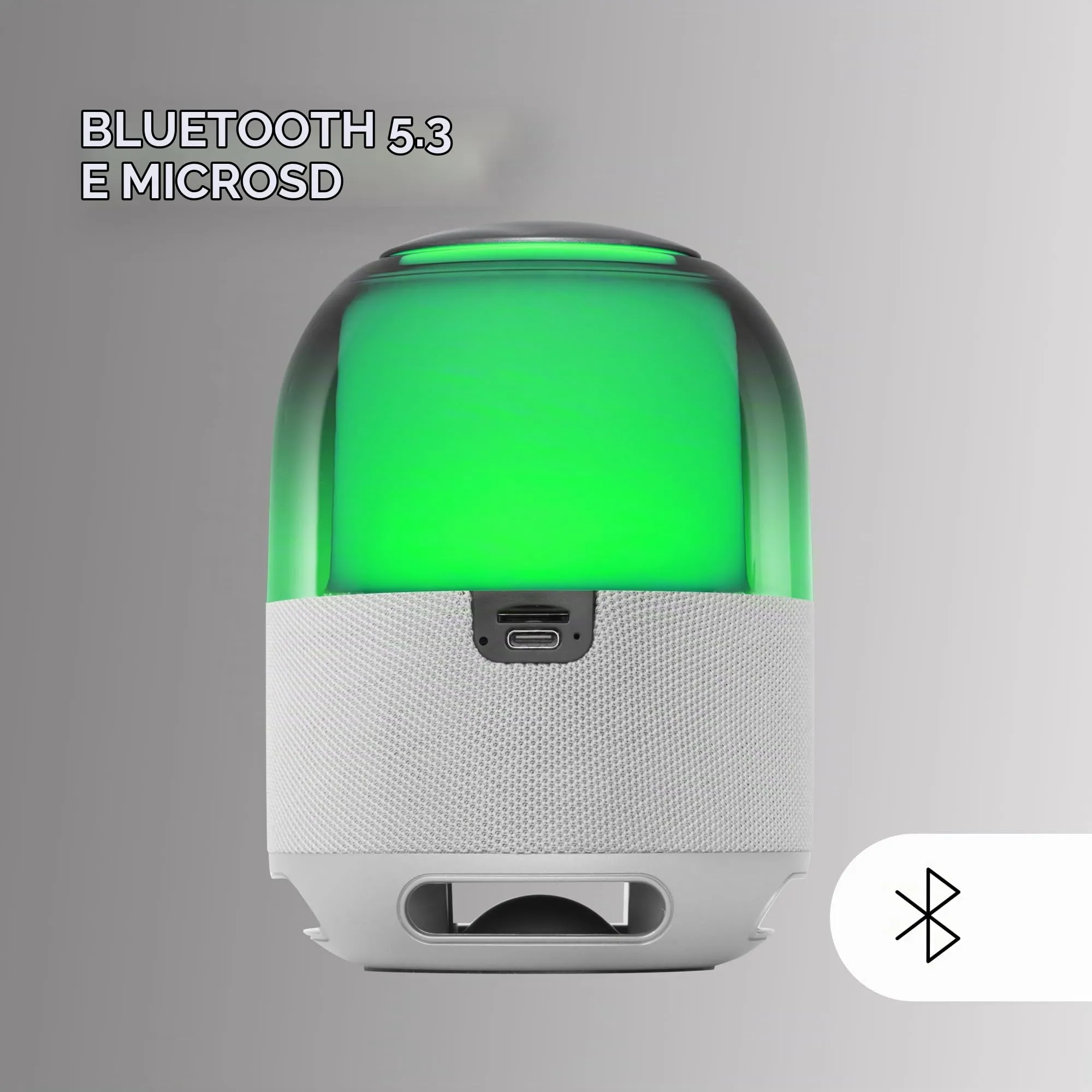 Mars Gaming MS-FLOW Altoparlante Portatile Bluetooth 15W, Orbilight RGB 360°, Driver DeepBass 57mm, Bluetooth 5.3 e MicroSD, Argento - immagine 3