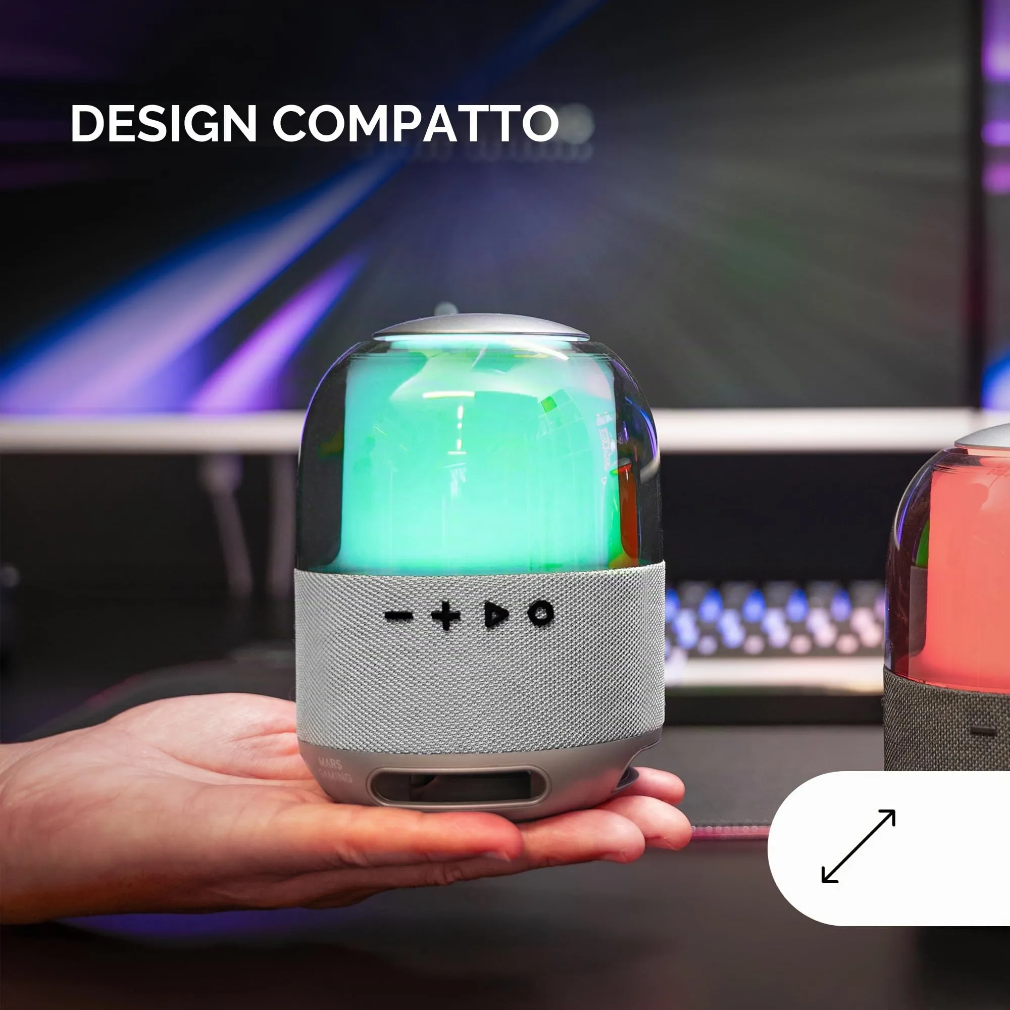 Mars Gaming MS-FLOW Altoparlante Portatile Bluetooth 15W, Orbilight RGB 360°, Driver DeepBass 57mm, Bluetooth 5.3 e MicroSD, Argento - immagine 5