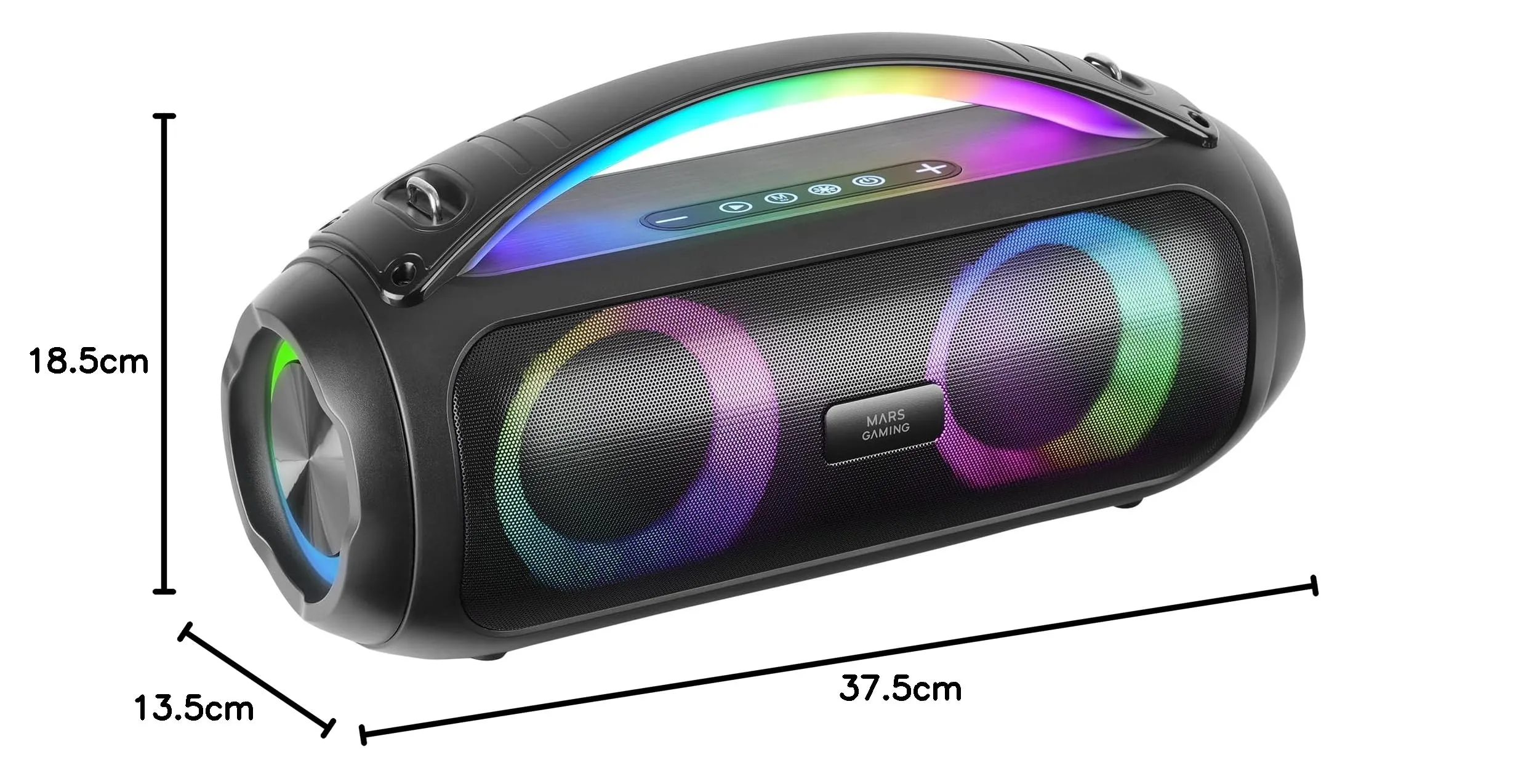 Mars Gaming MS-Pulse Altoparlante Bluetooth Portatile 50W RMS, Illuminazione RGB, USB/MicroSD/AUX/FM, Nero - immagine 7