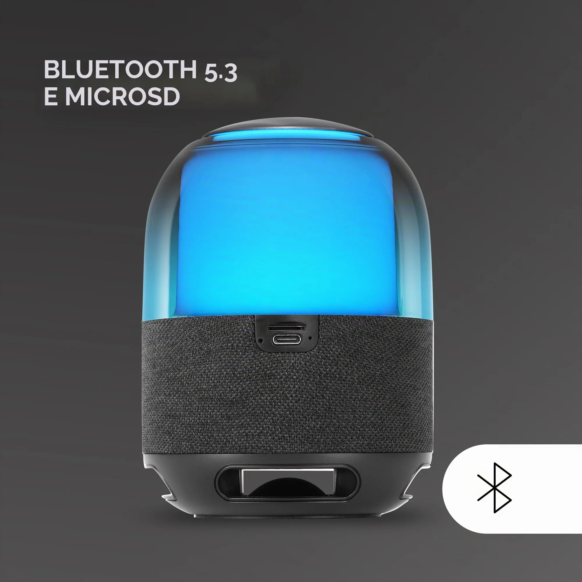 Mars Gaming MS-FLOW Altoparlante Portatile Bluetooth 15W, Illuminazione RGB 360°, Driver DeepBass 57mm, Bluetooth 5.3 e MicroSD, Nero - immagine 3