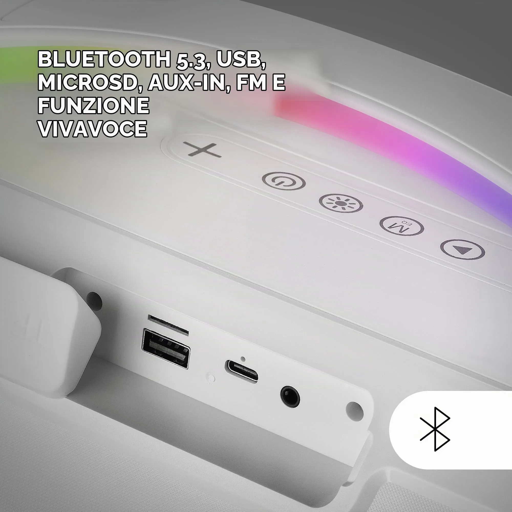 Mars Gaming MS-Pulse Altoparlante Bluetooth Portatile 50W RMS, RGB, Bianco - immagine 3