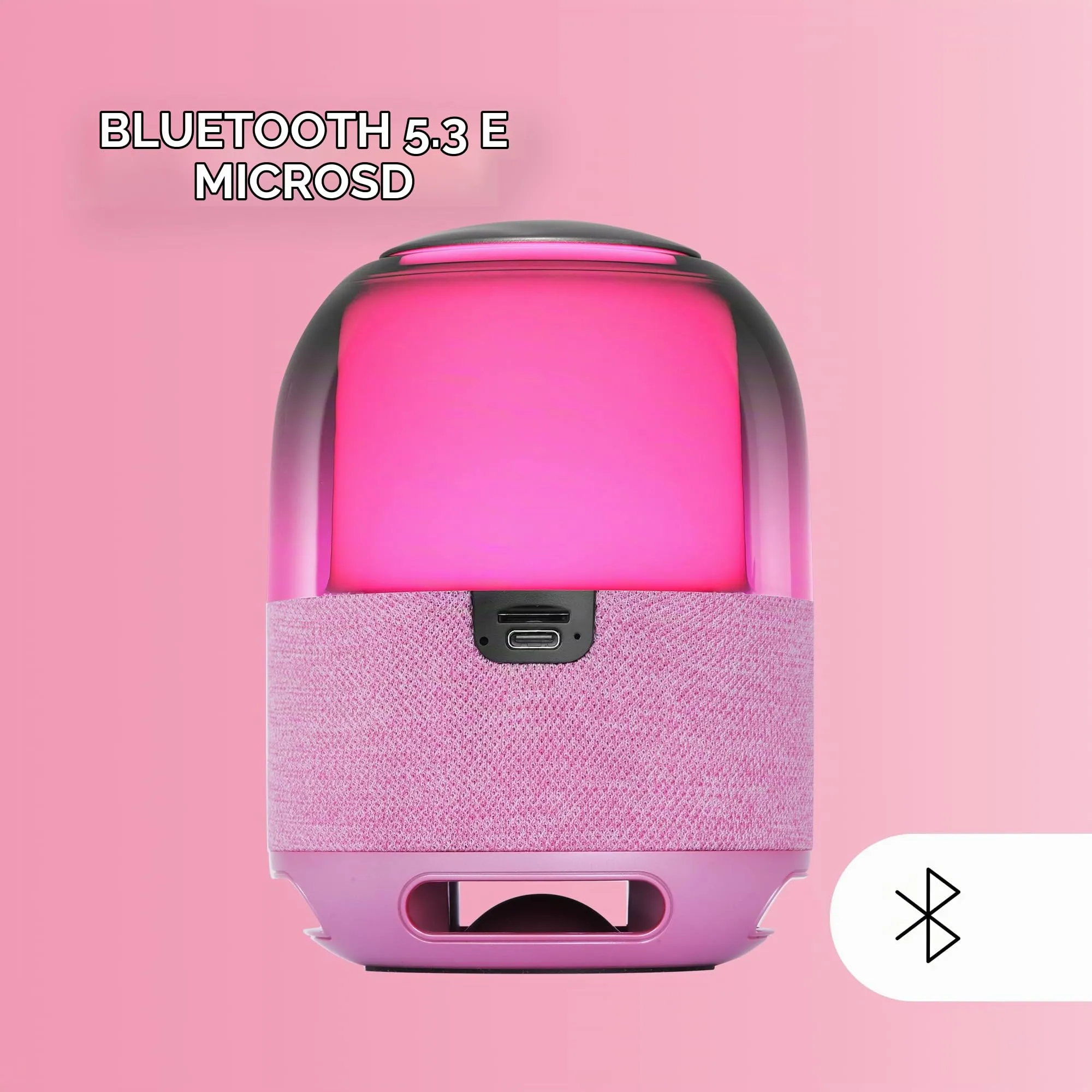 Mars Gaming MS-FLOW Altoparlante Portatile Bluetooth 15W, Illuminazione Orbilight RGB 360°, Driver DeepBass 57mm, Bluetooth 5.3 e MicroSD, Rosa - immagine 3