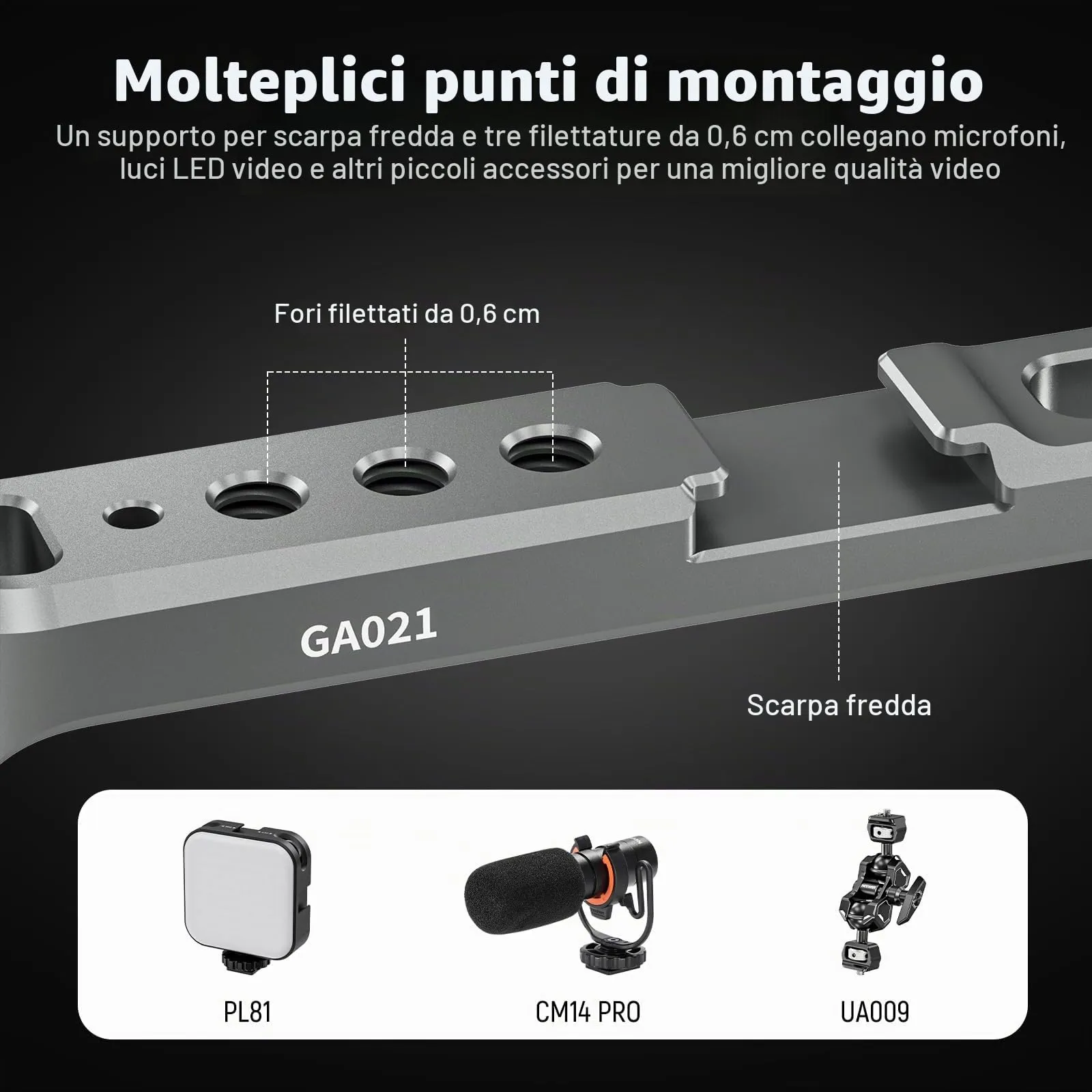 NEEWER Supporto per Monitor da Campo per RS Gimbal, Girevole a 360° con Morsetto NATO, Cold Shoe e Filettature da 1/4", Compatibile con DJI RS5 RS4 RS4PRO RS3 RS3PRO RS2 RSC2 Ronin-S Ronin-SC, GA021 - immagine 6