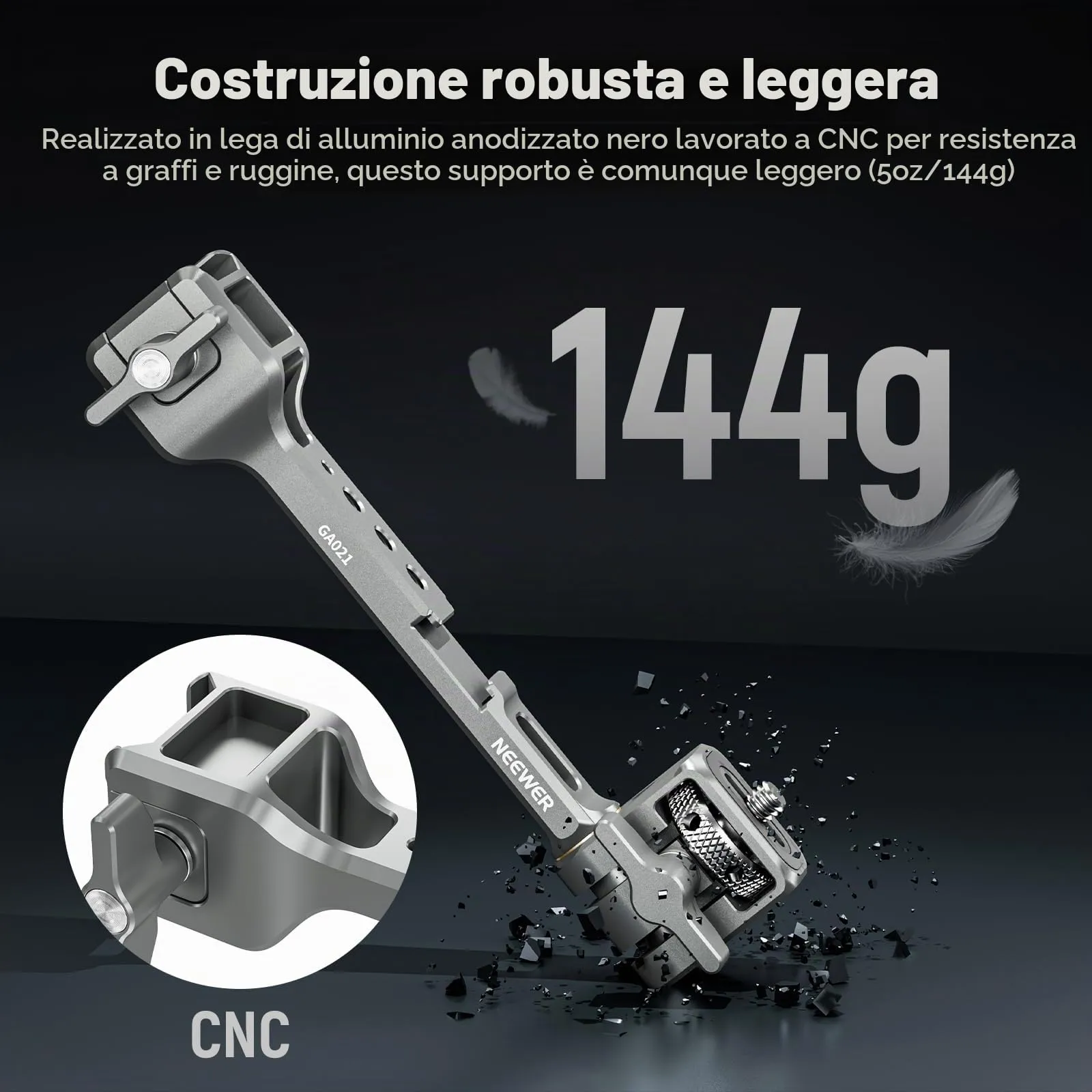 NEEWER Supporto per Monitor da Campo per RS Gimbal, Girevole a 360° con Morsetto NATO, Cold Shoe e Filettature da 1/4", Compatibile con DJI RS5 RS4 RS4PRO RS3 RS3PRO RS2 RSC2 Ronin-S Ronin-SC, GA021 - immagine 7