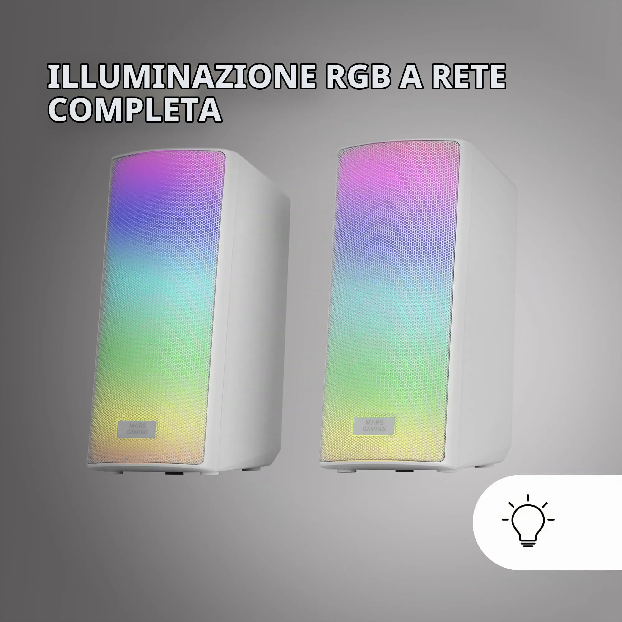 Mars Gaming MSRGB2 Altoparlanti Bluetooth 5.3 15W con DSP e Illuminazione RGB, Bianco - immagine 3