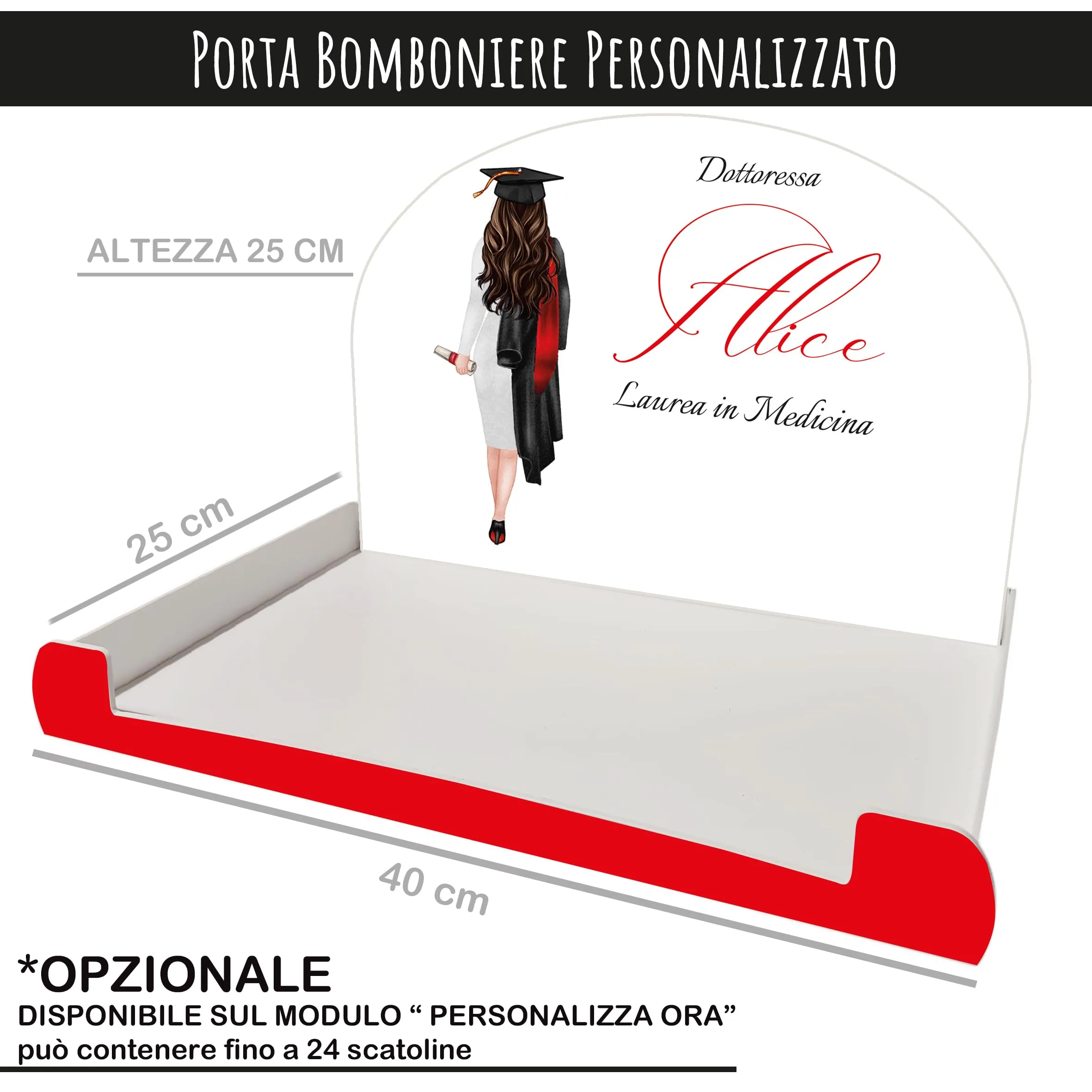 PV Grafik Bomboniere Laurea Personalizzate con Nome, Set di 24 Scatoline Portaconfetti con Bigliettini e Nastri (Tunna L5) - immagine 3