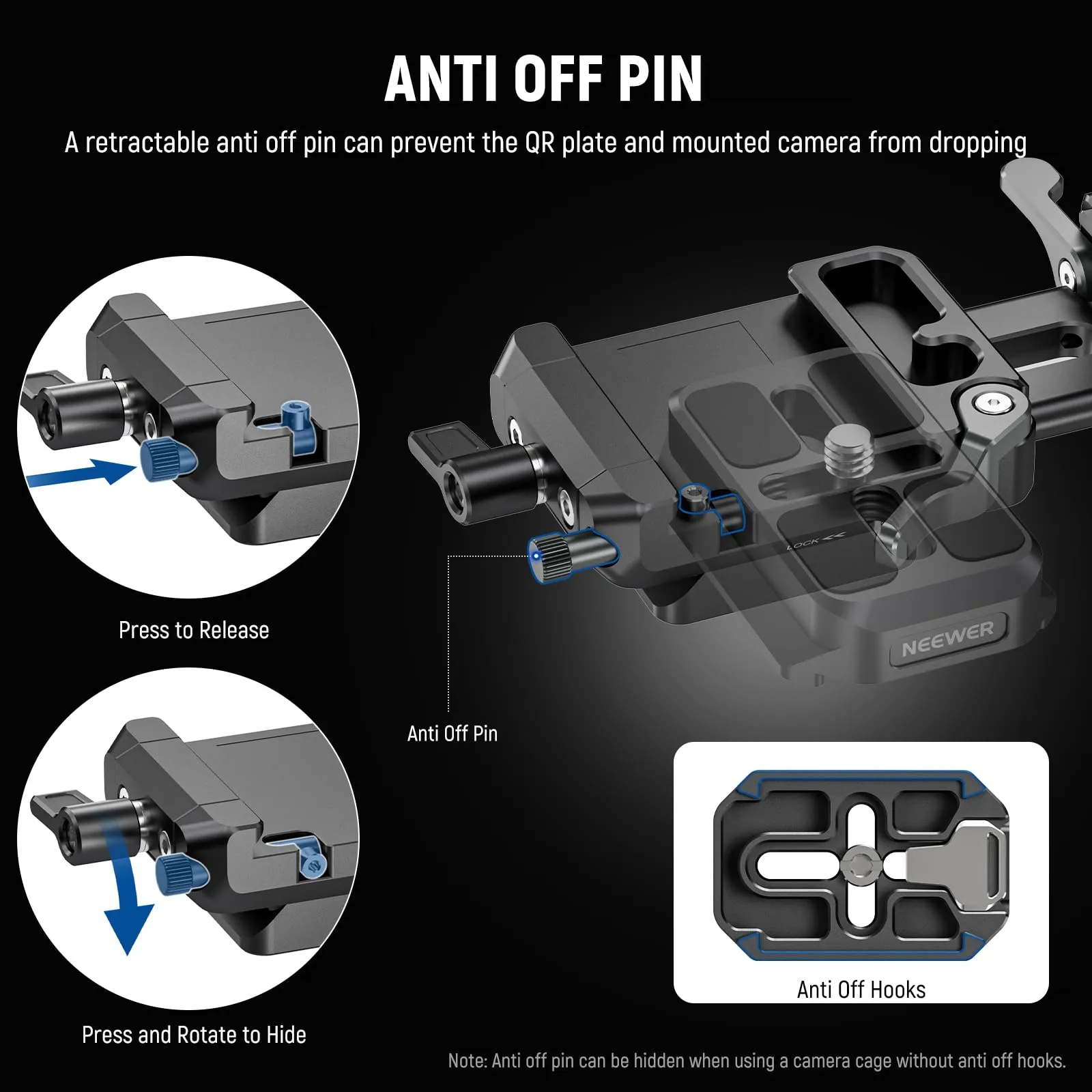 NEEWER Piastra per Batteria V Mount con Guide NATO e Base Tipo Arca per RS4 Pro RS3 Pro Gimbal, PS016 - immagine 3